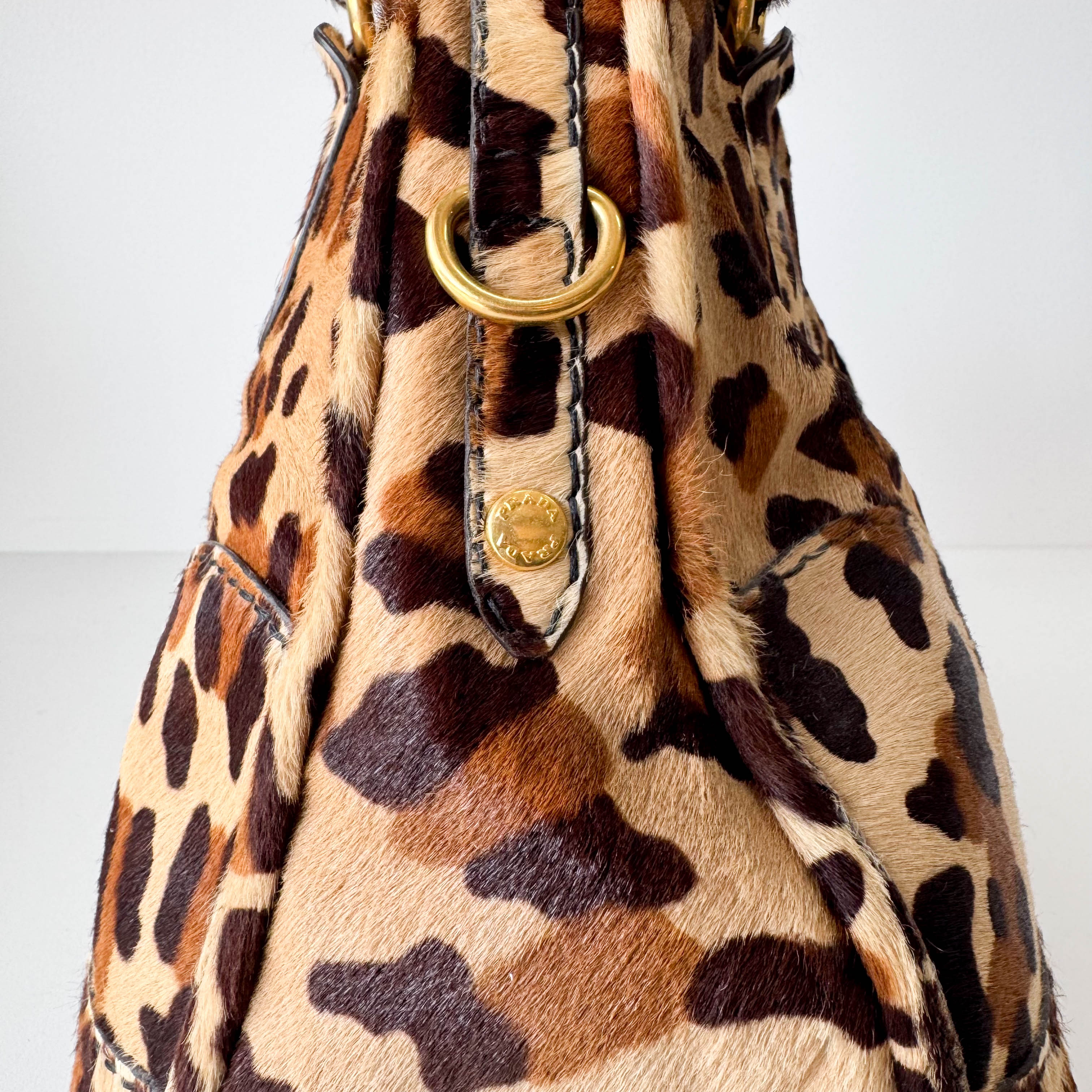 Leopard Print Pony Hair Bowling Bag
