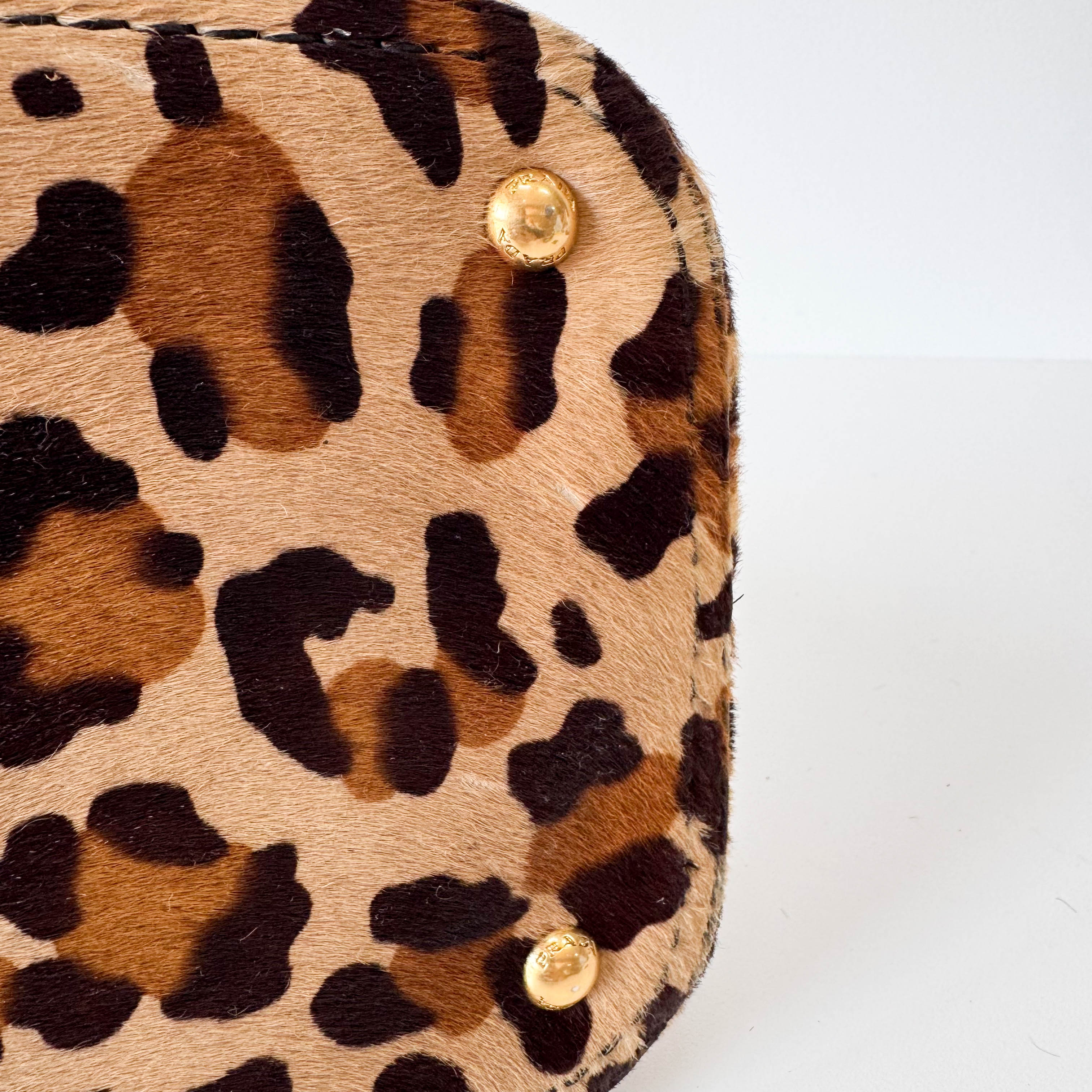 Leopard Print Pony Hair Bowling Bag