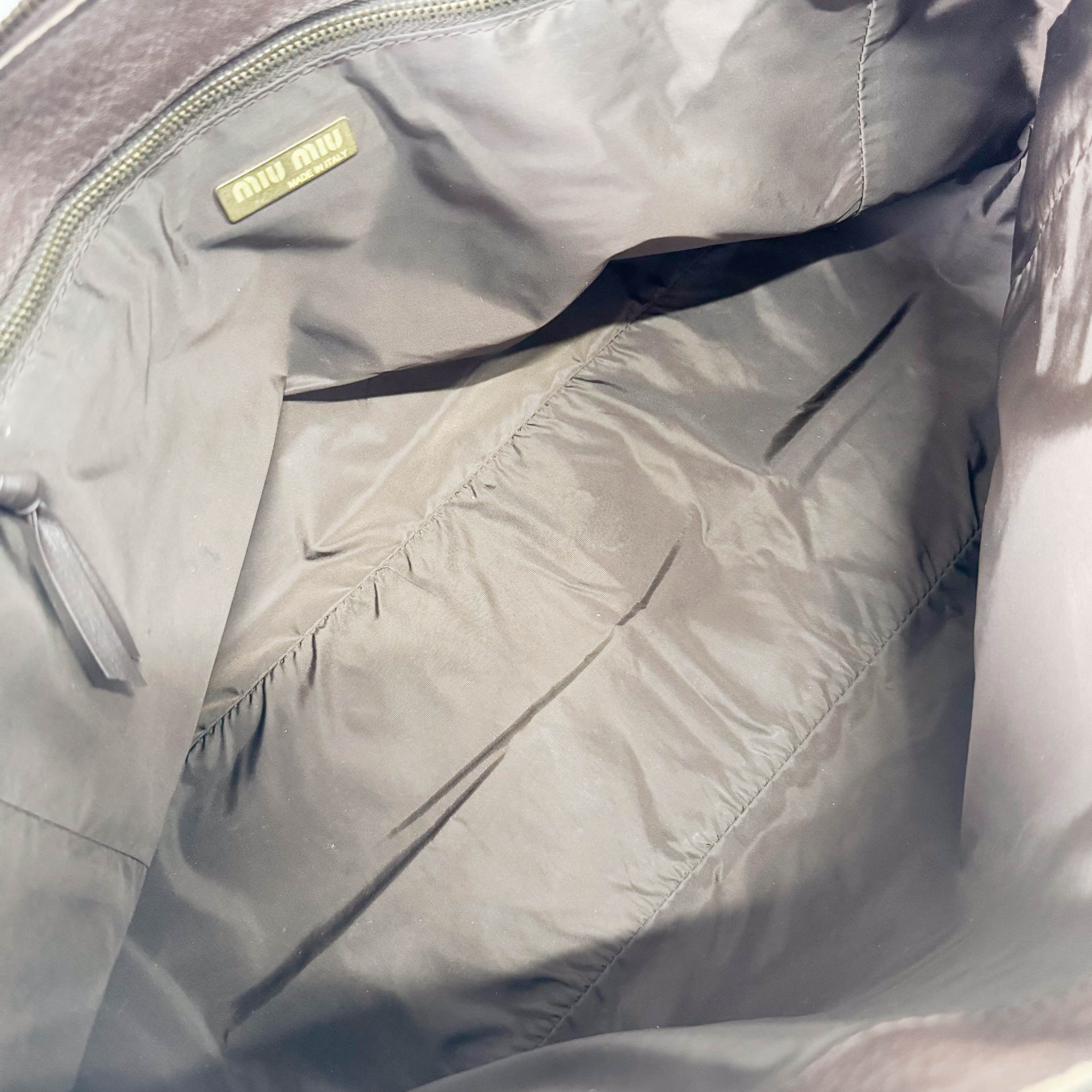 Brown Grained Calfskin Leather Shoulder Bag