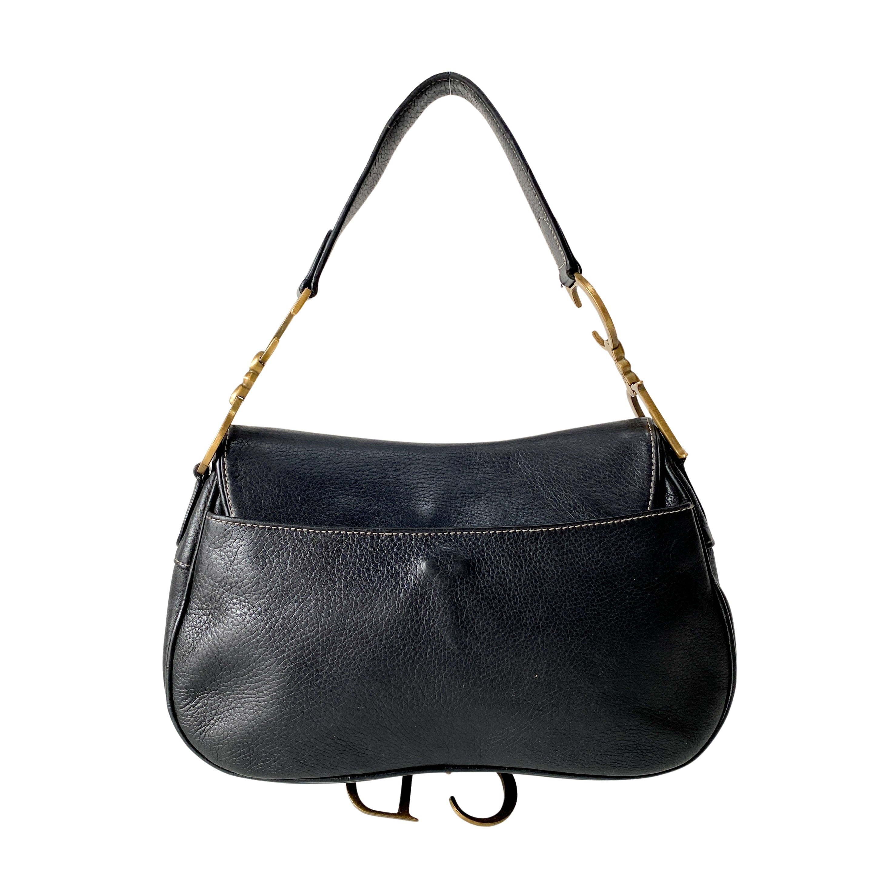 Navy Blue Double Saddle Shoulder Bag