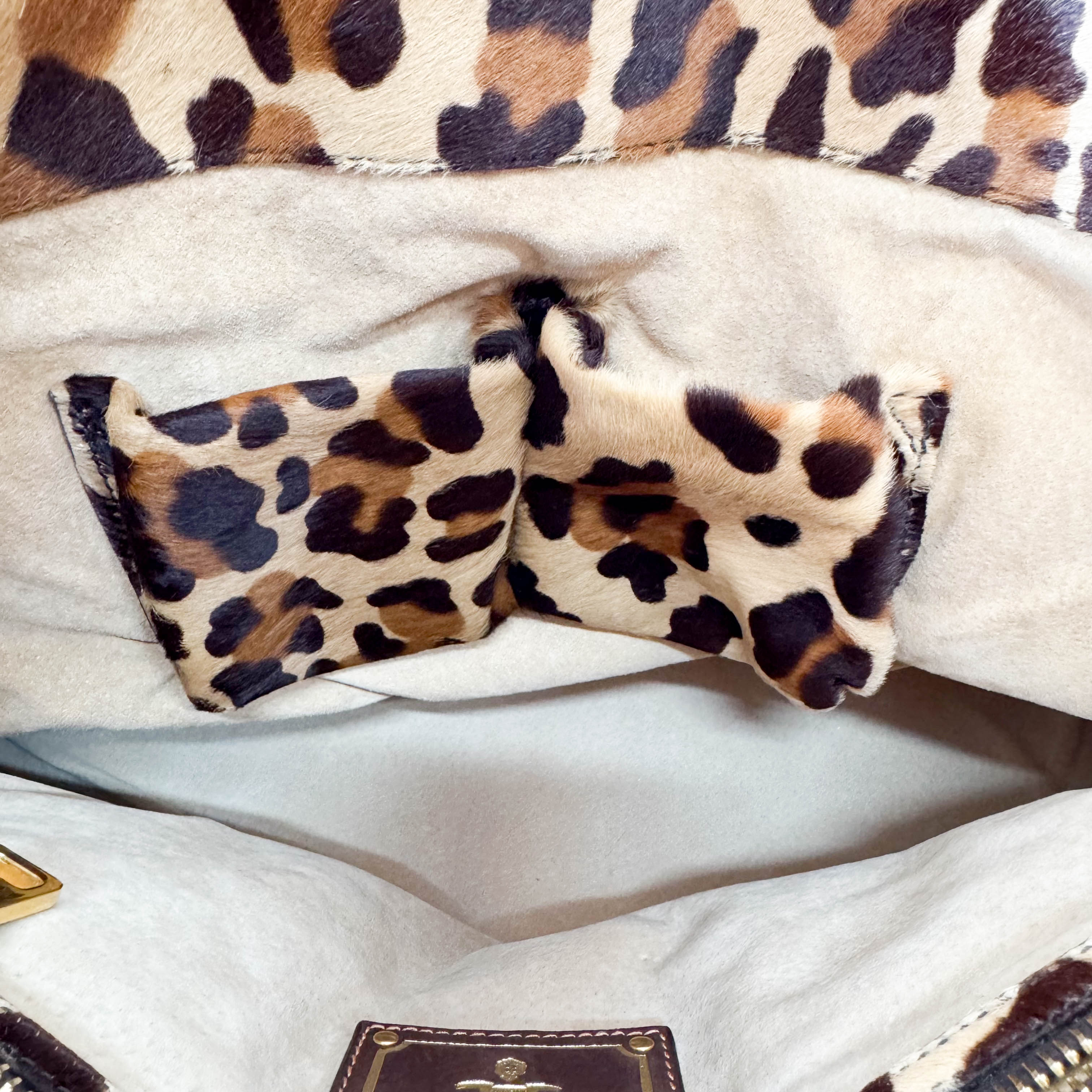 Leopard Print Pony Hair Bowling Bag