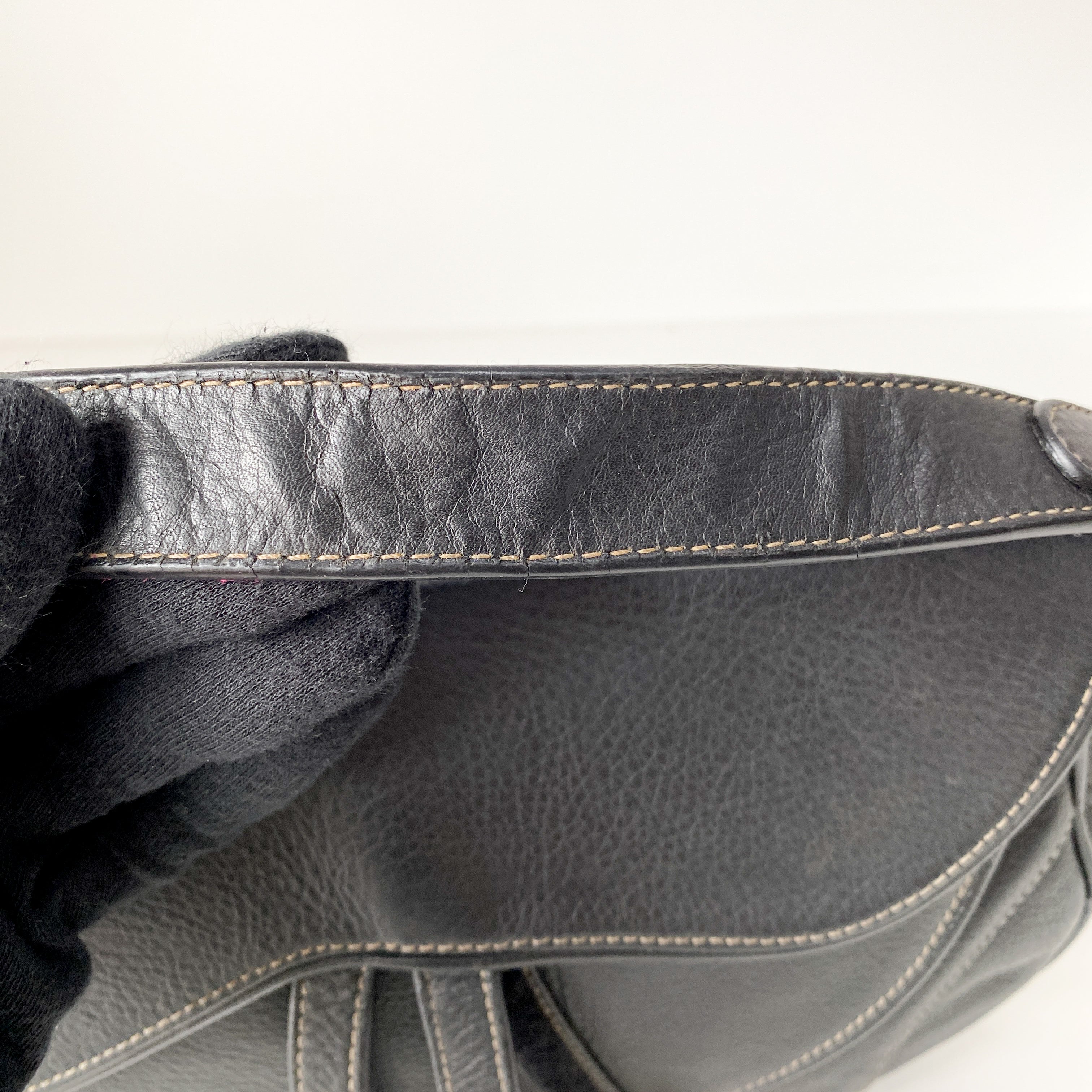 Navy Blue Double Saddle Shoulder Bag