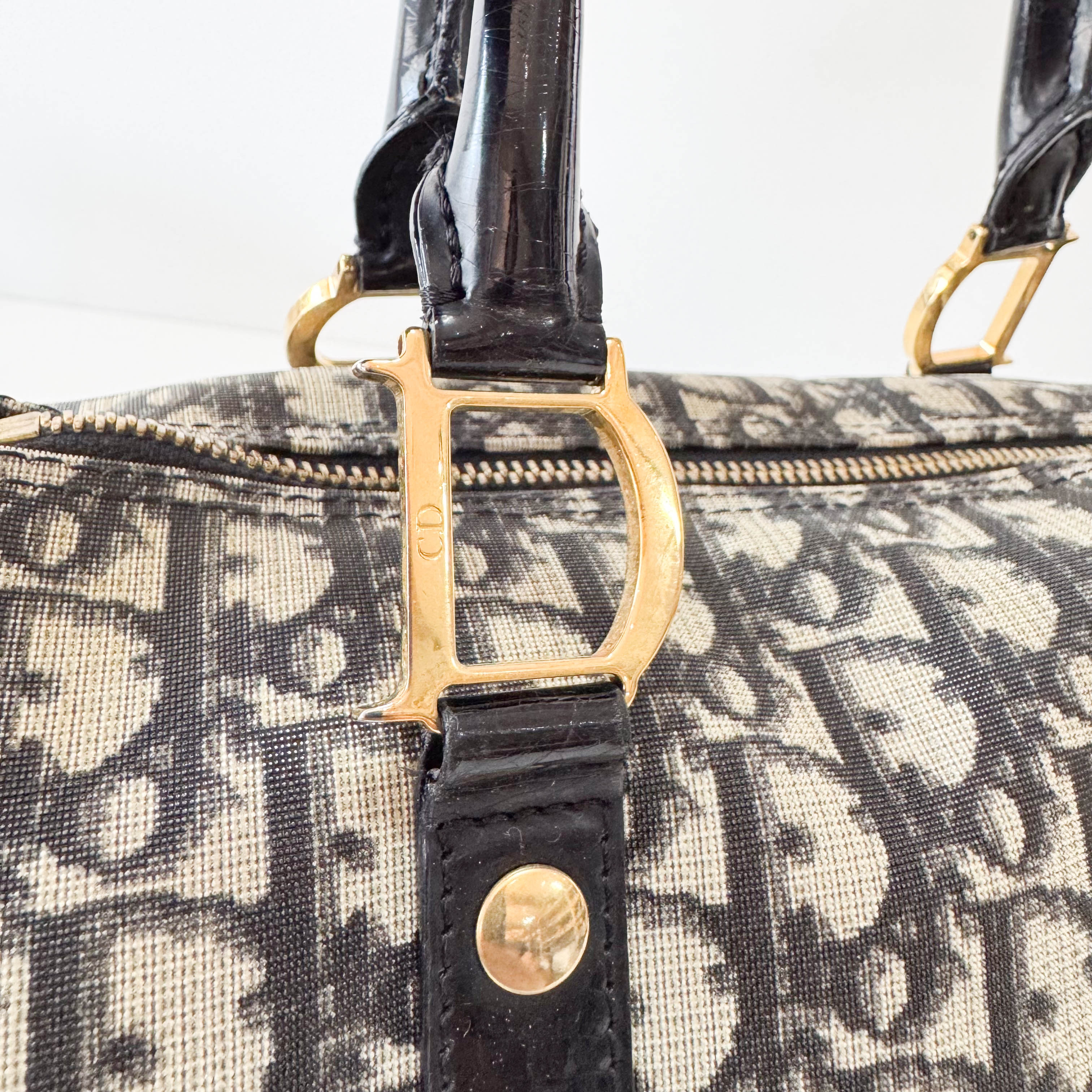 Navy Trotter Mini Boston Handbag