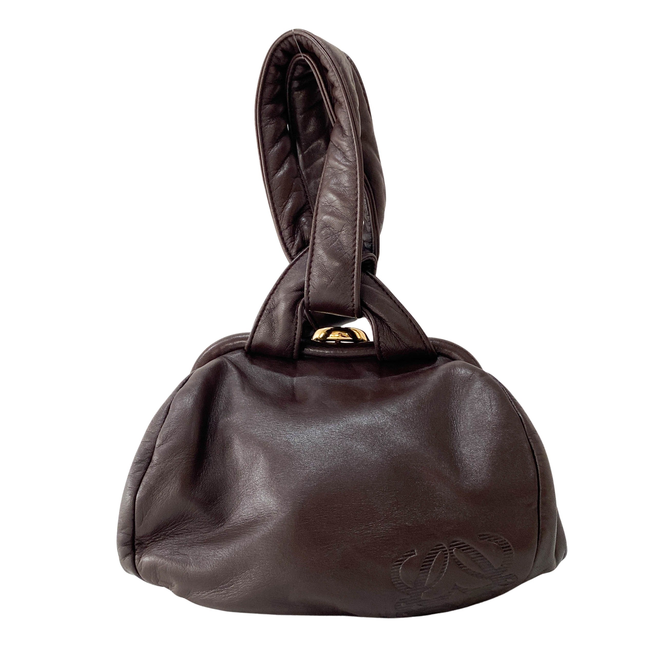 Brown Nappa Leather Top Handle Bag