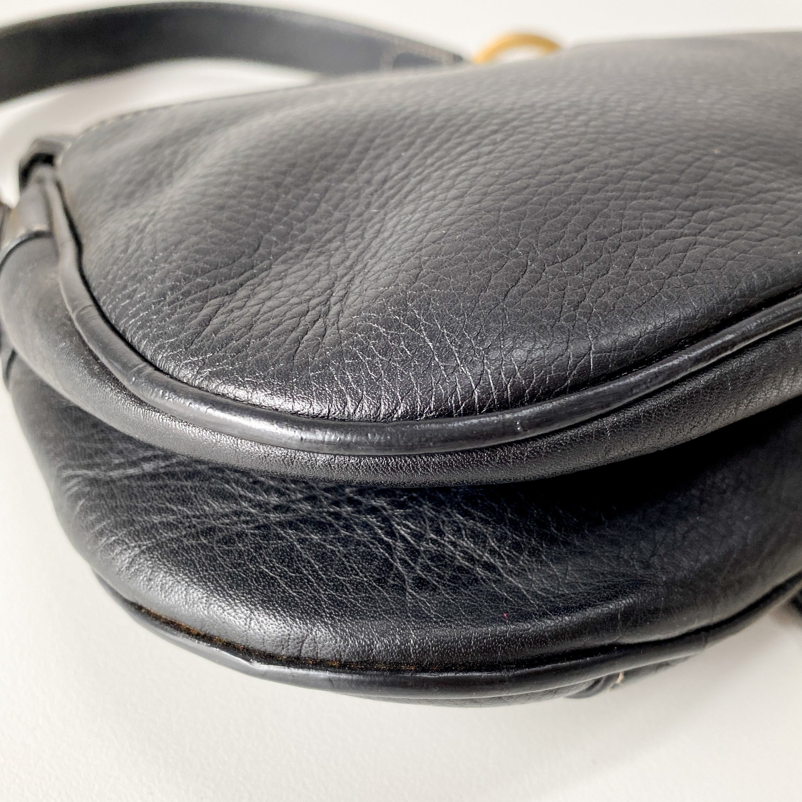 Navy Blue Double Saddle Shoulder Bag