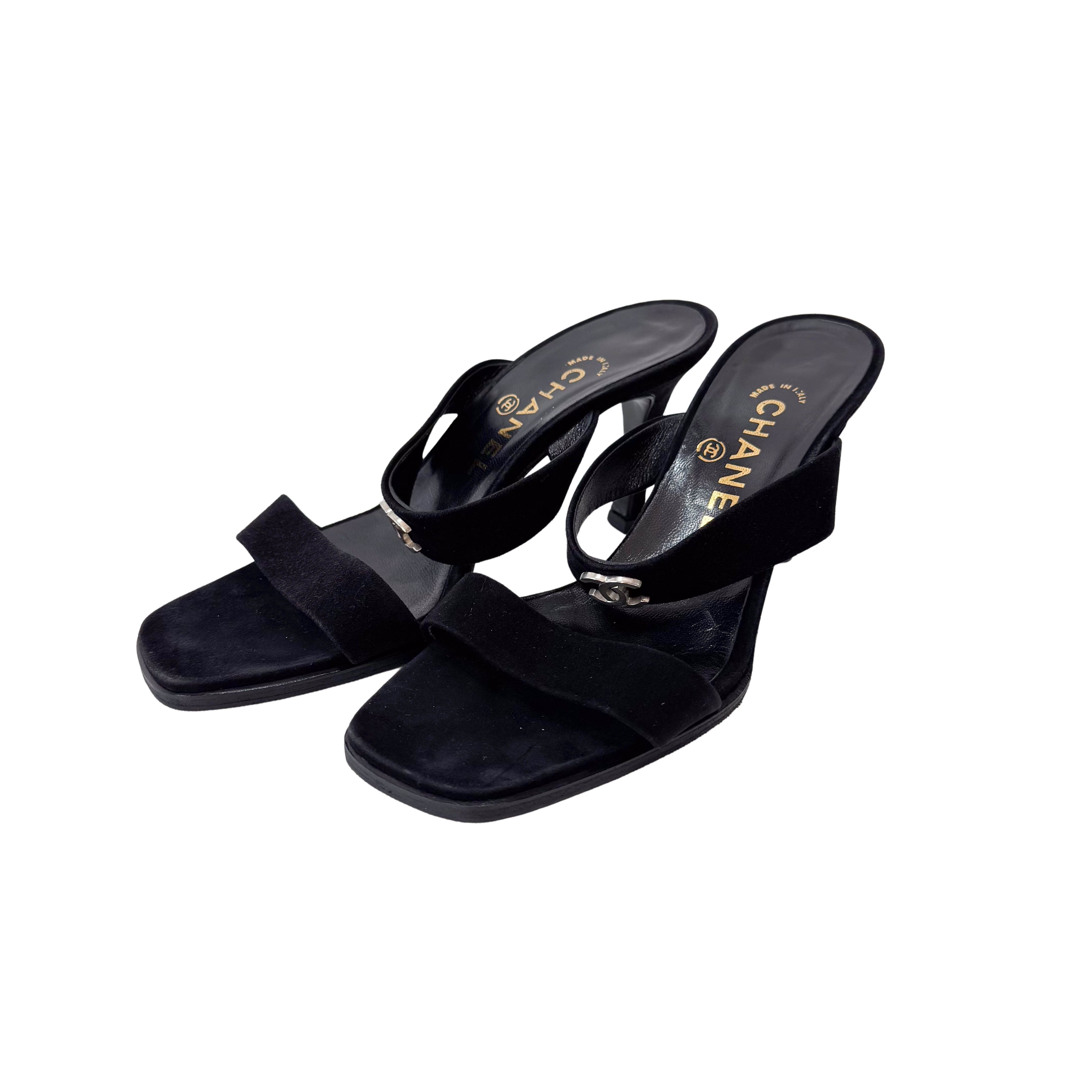 Vintage Size 36 1/2 Black Suede High Heels