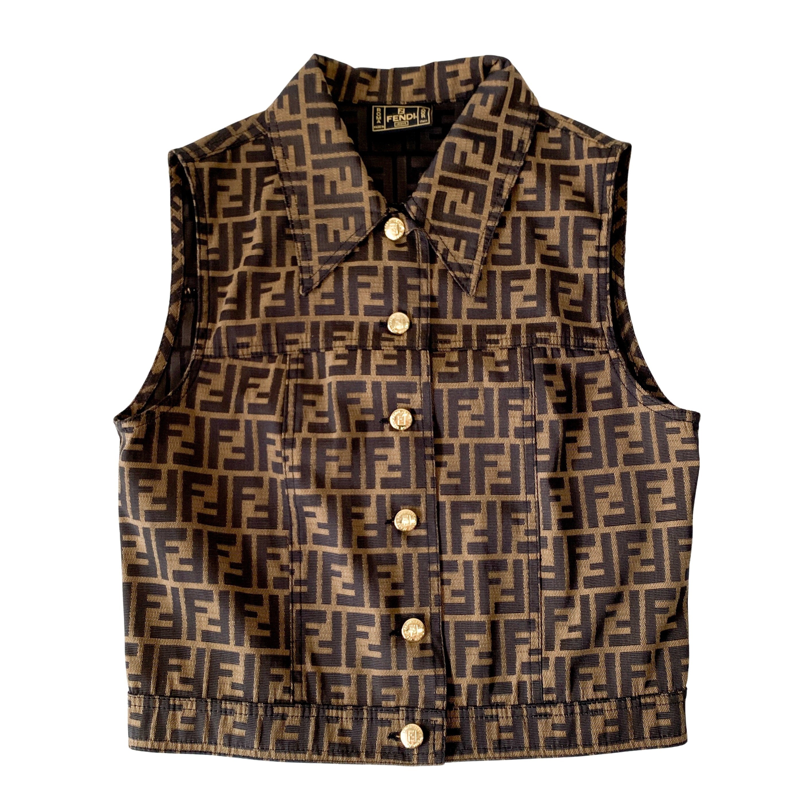 Zucca Brown Coated Canvas Vest  Size IT44