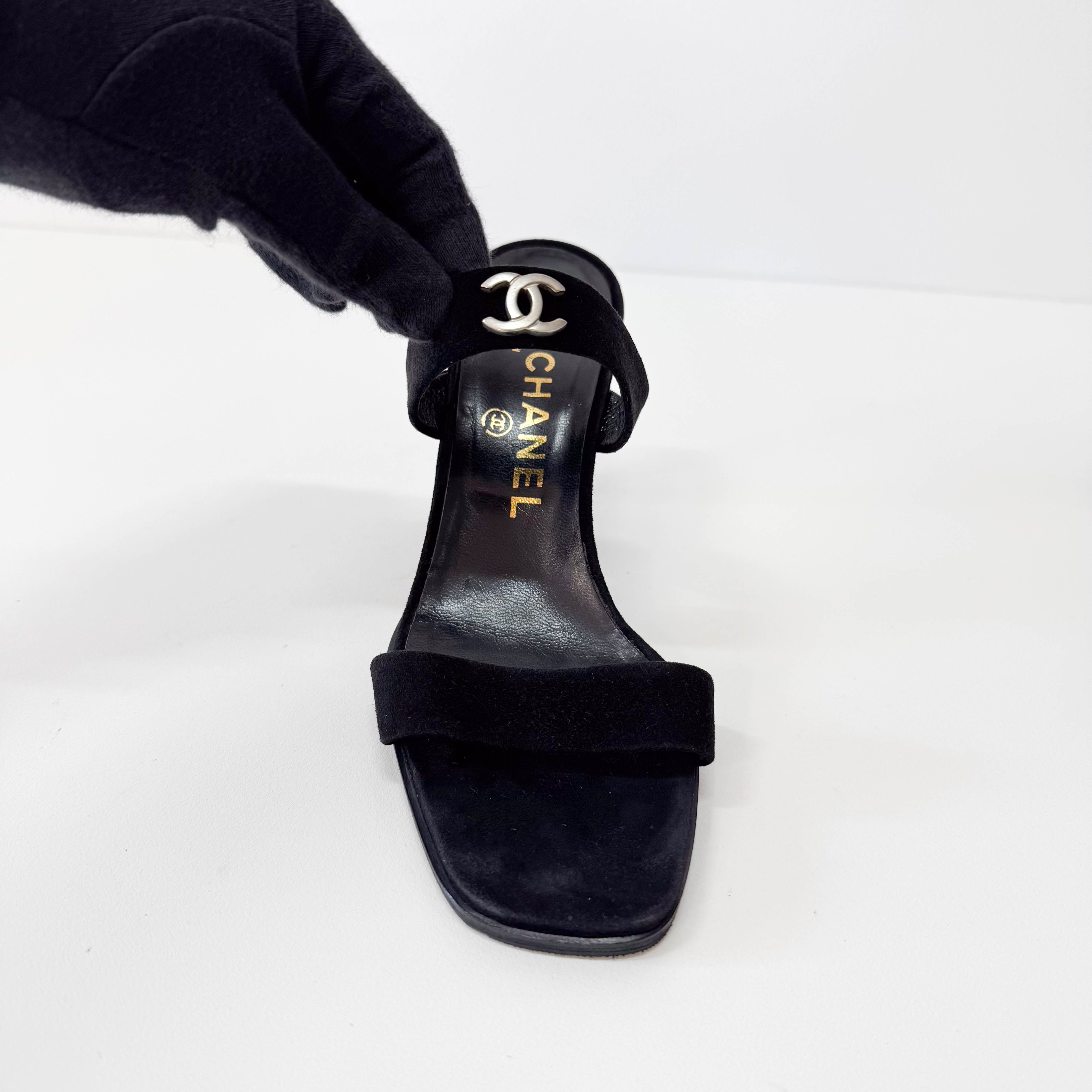 Vintage Size 36 1/2 Black Suede High Heels