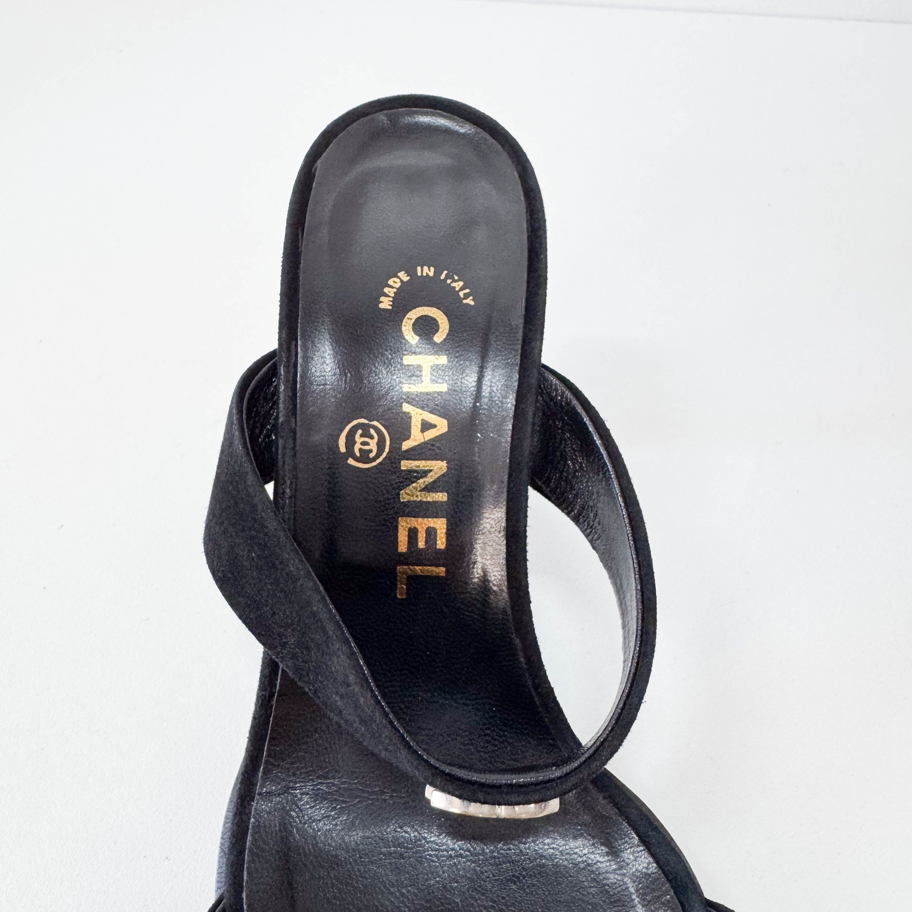 Vintage Size 36 1/2 Black Suede High Heels