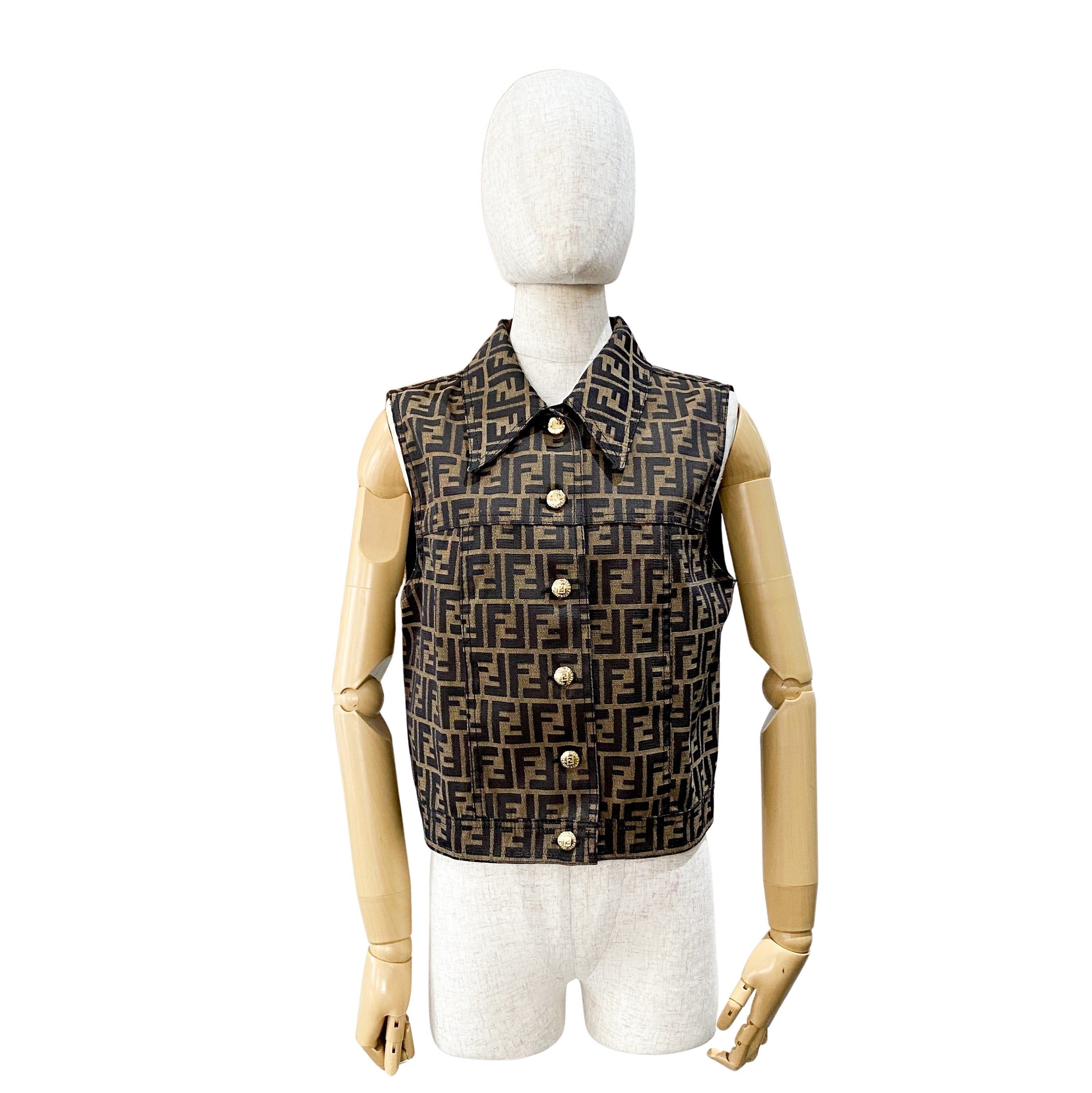 Zucca Brown Coated Canvas Vest  Size IT44