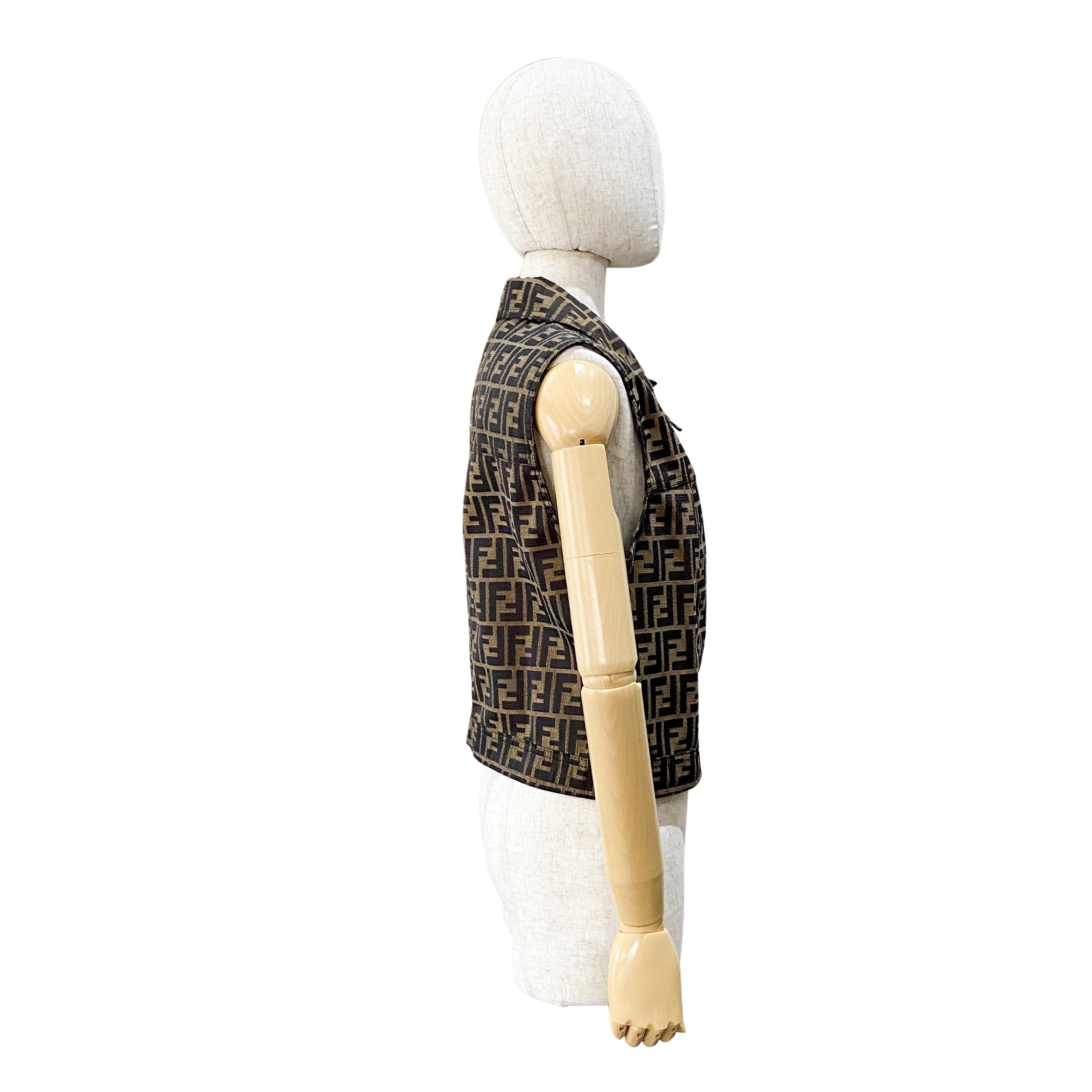 Zucca Brown Coated Canvas Vest  Size IT44