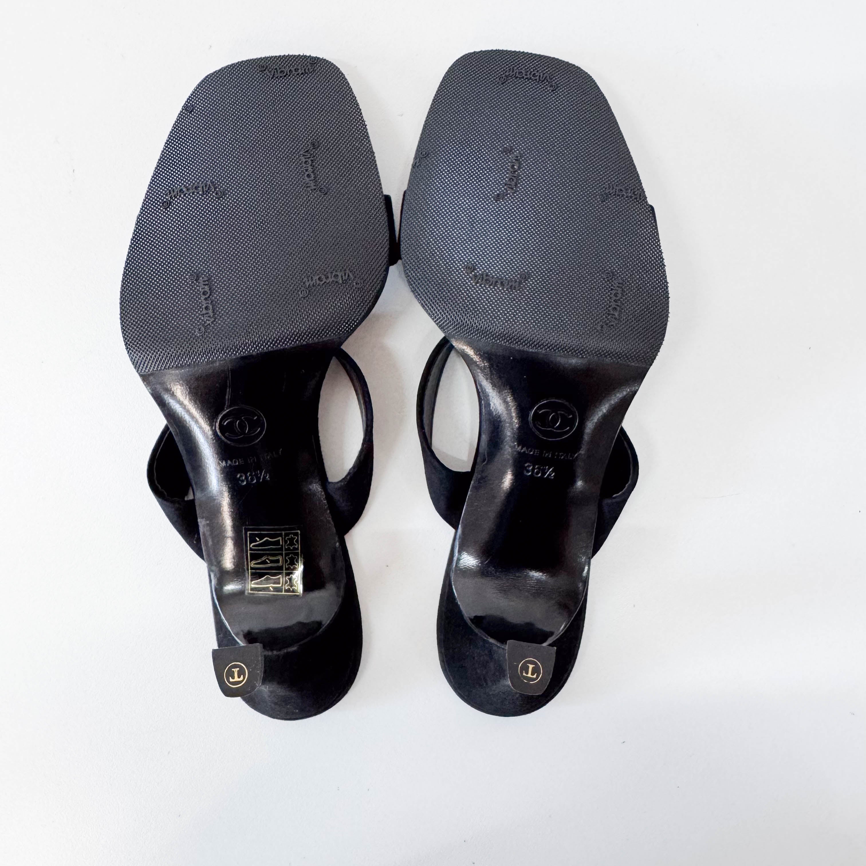 Vintage Size 36 1/2 Black Suede High Heels