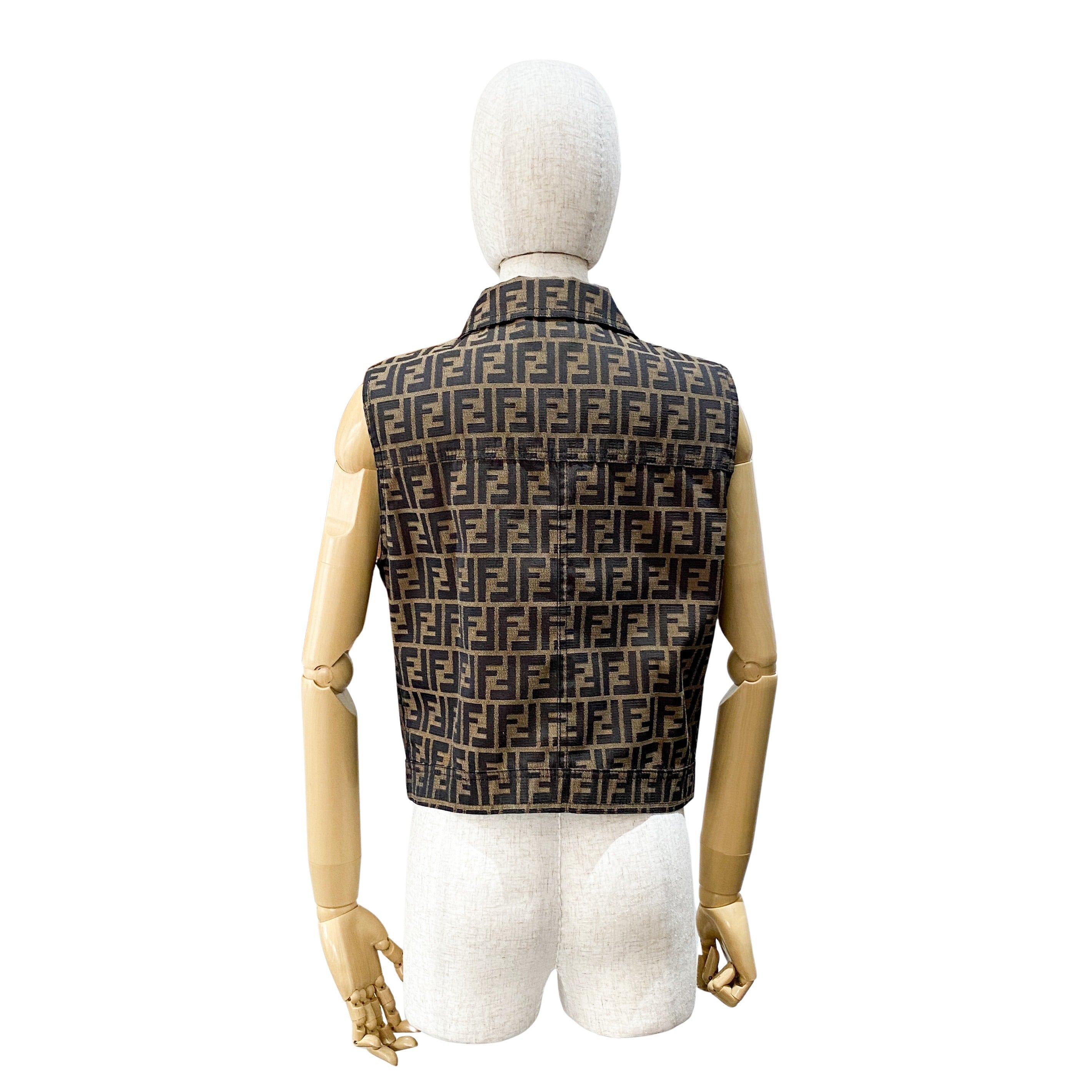 Zucca Brown Coated Canvas Vest  Size IT44