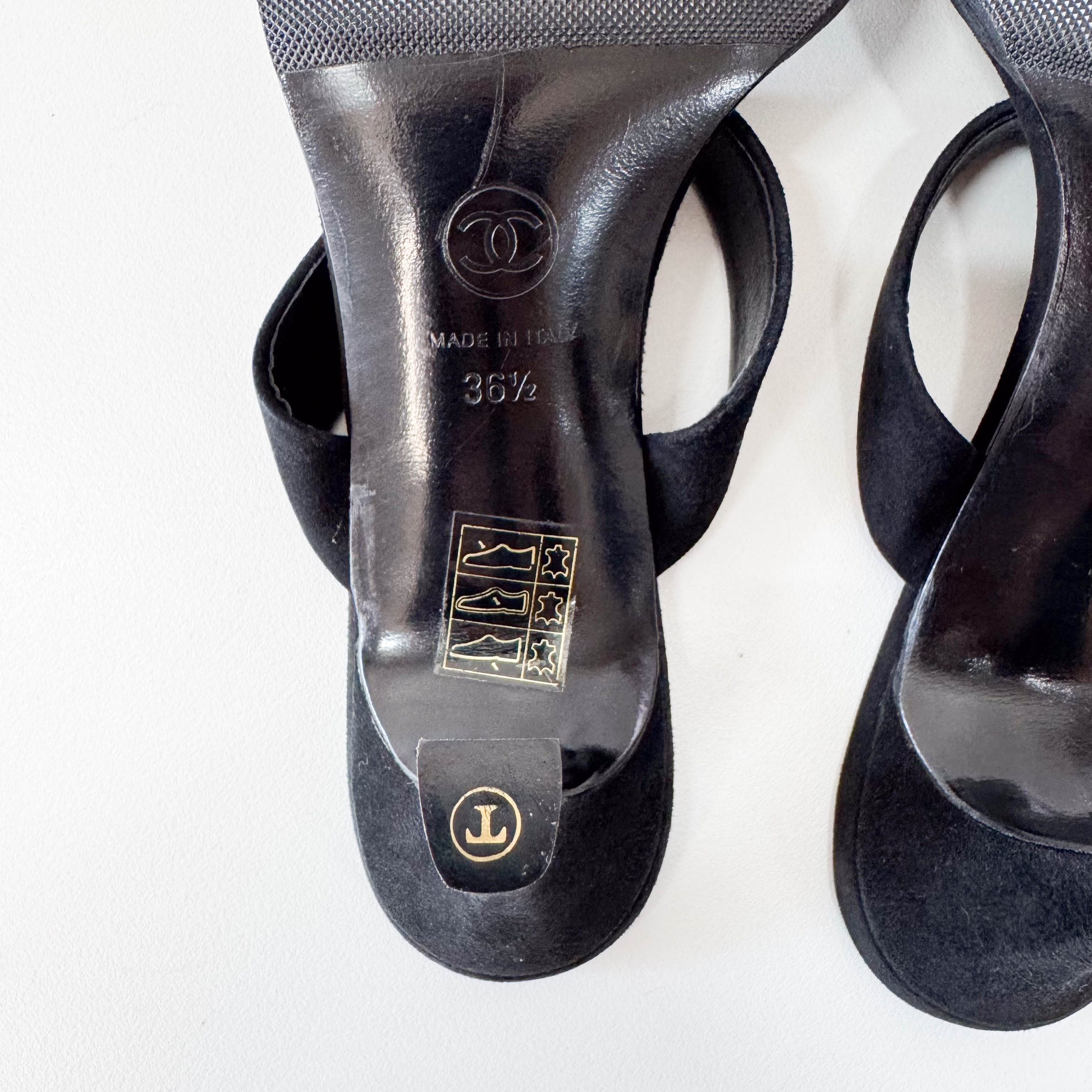 Vintage Size 36 1/2 Black Suede High Heels