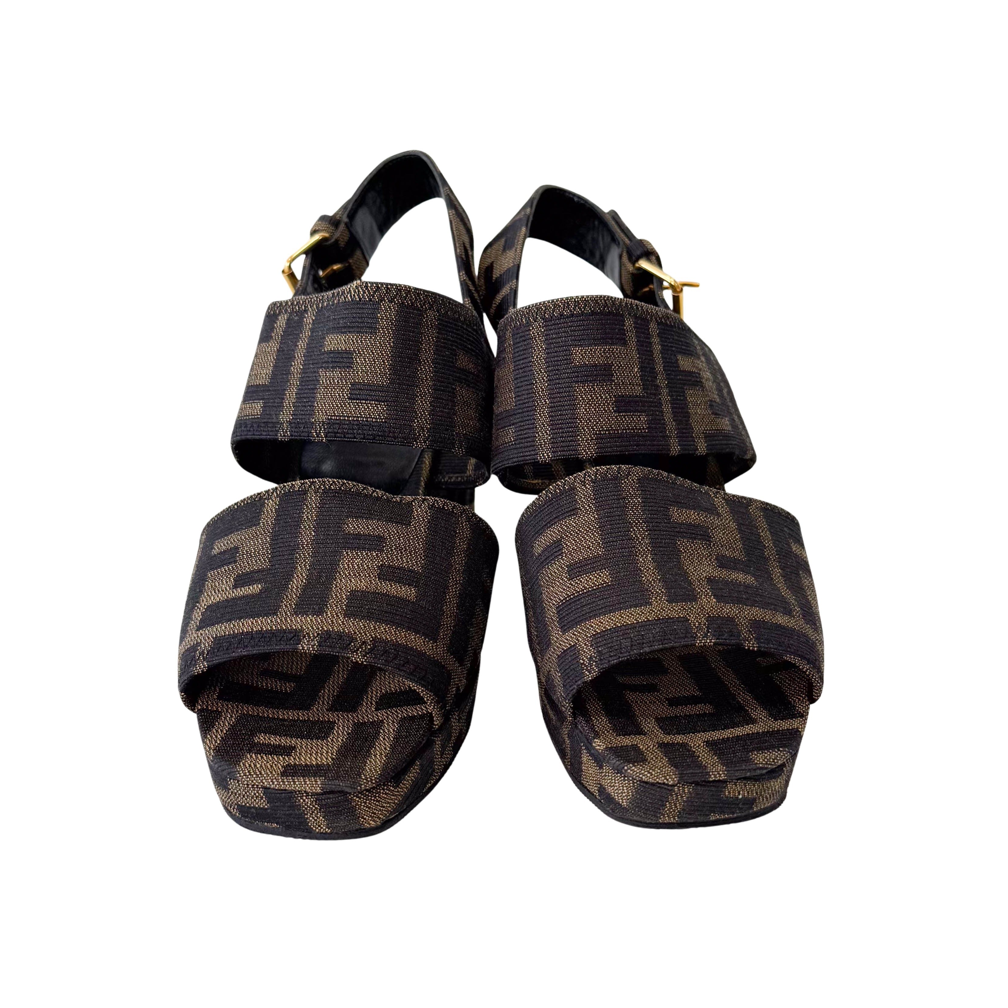 Vintage Size 36 Brown Zucca Canvas Heels