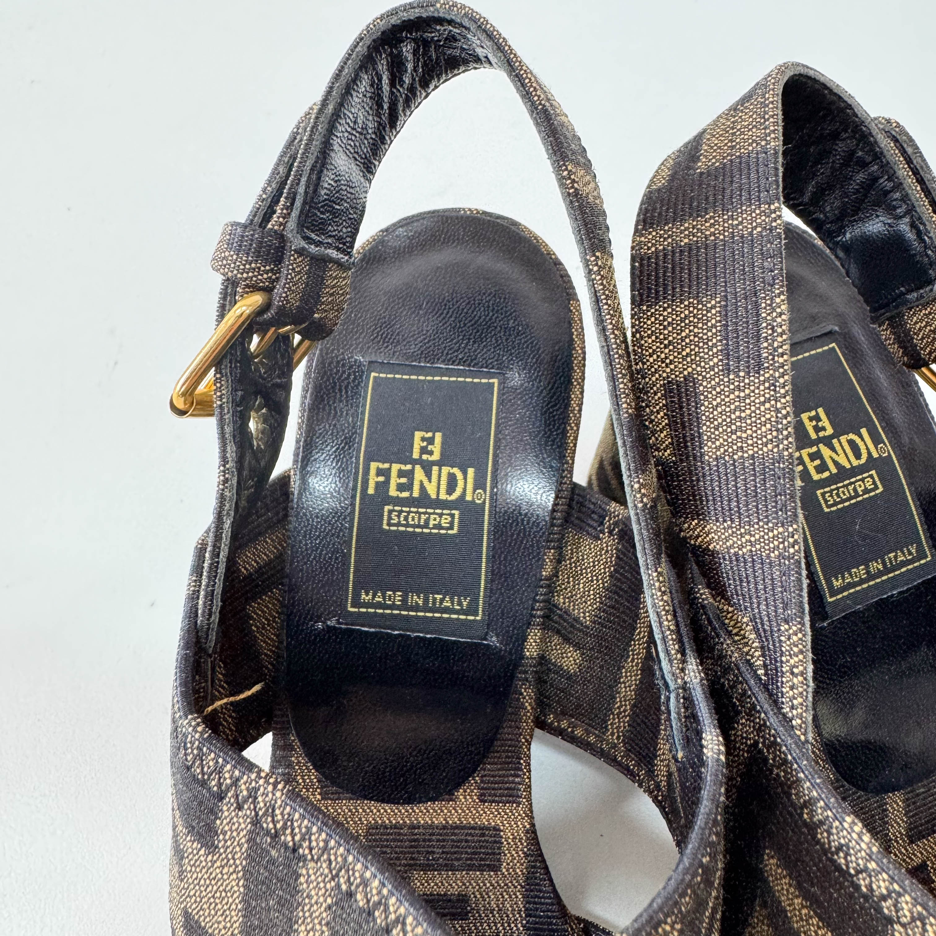 Vintage Size 36 Brown Zucca Canvas Heels