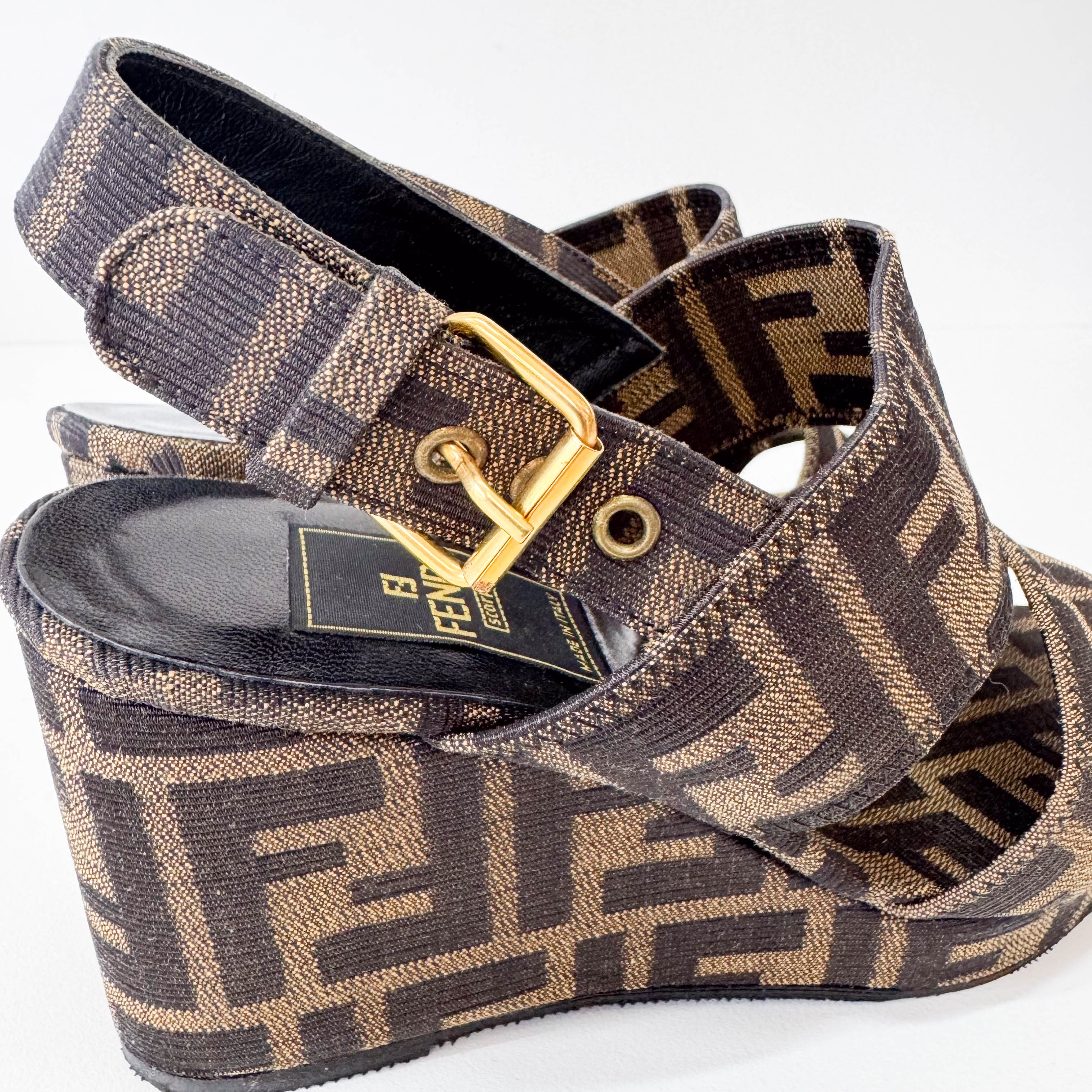 Vintage Size 36 Brown Zucca Canvas Heels