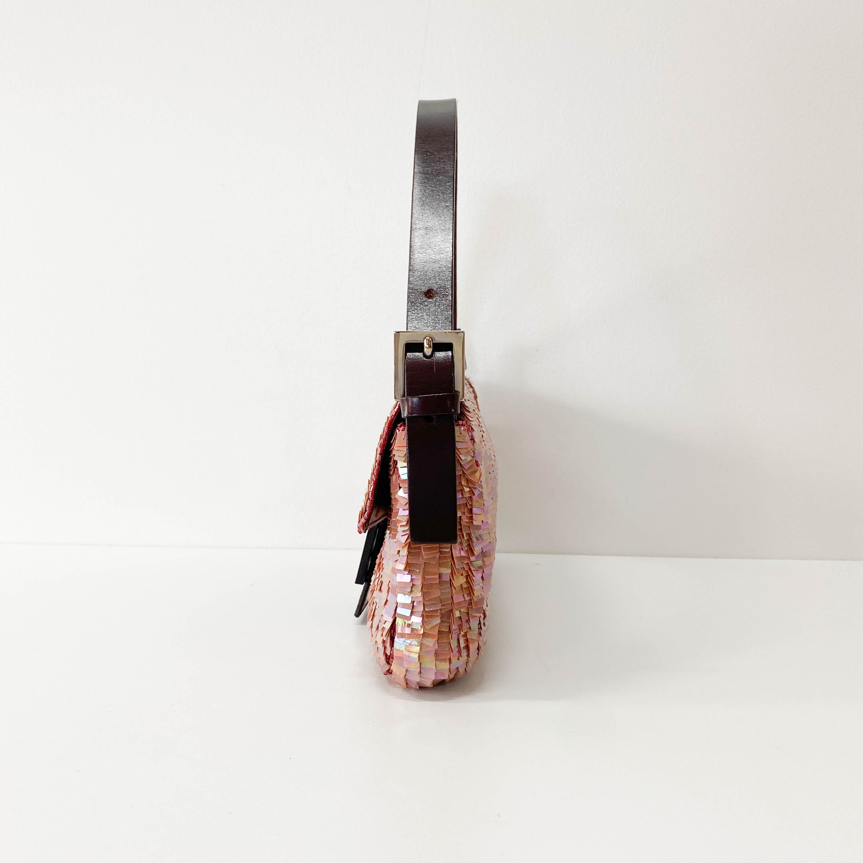 Baguette Pink Sequin Shoulder Bag