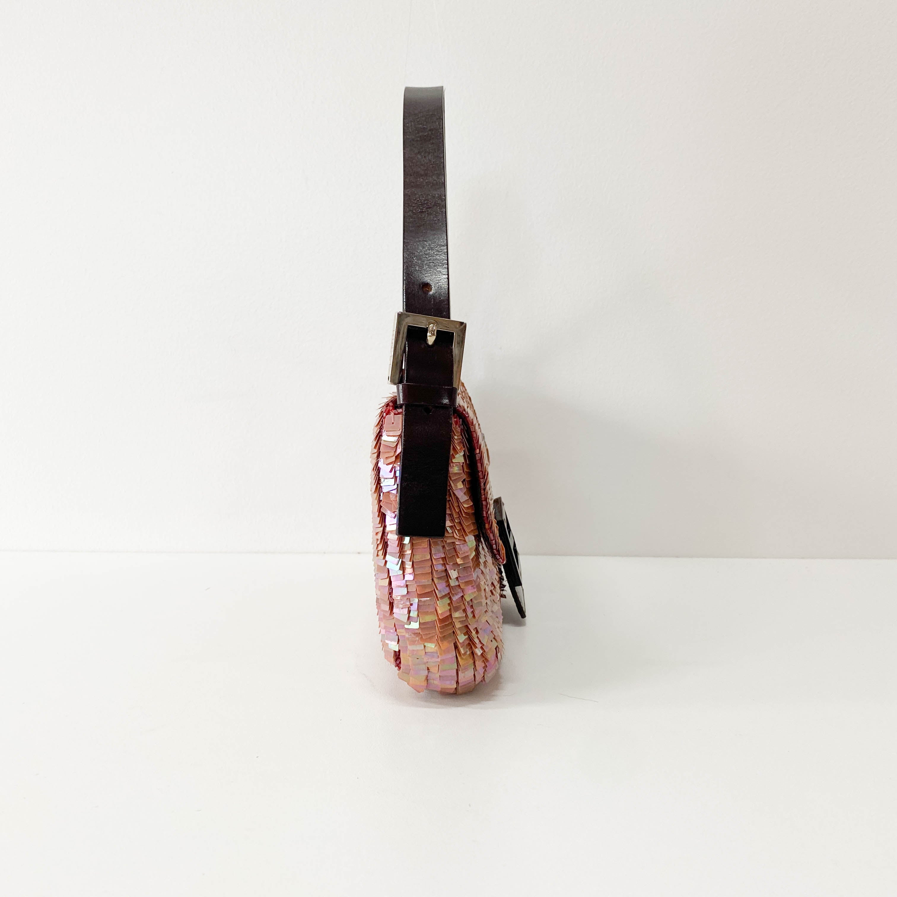 Baguette Pink Sequin Shoulder Bag