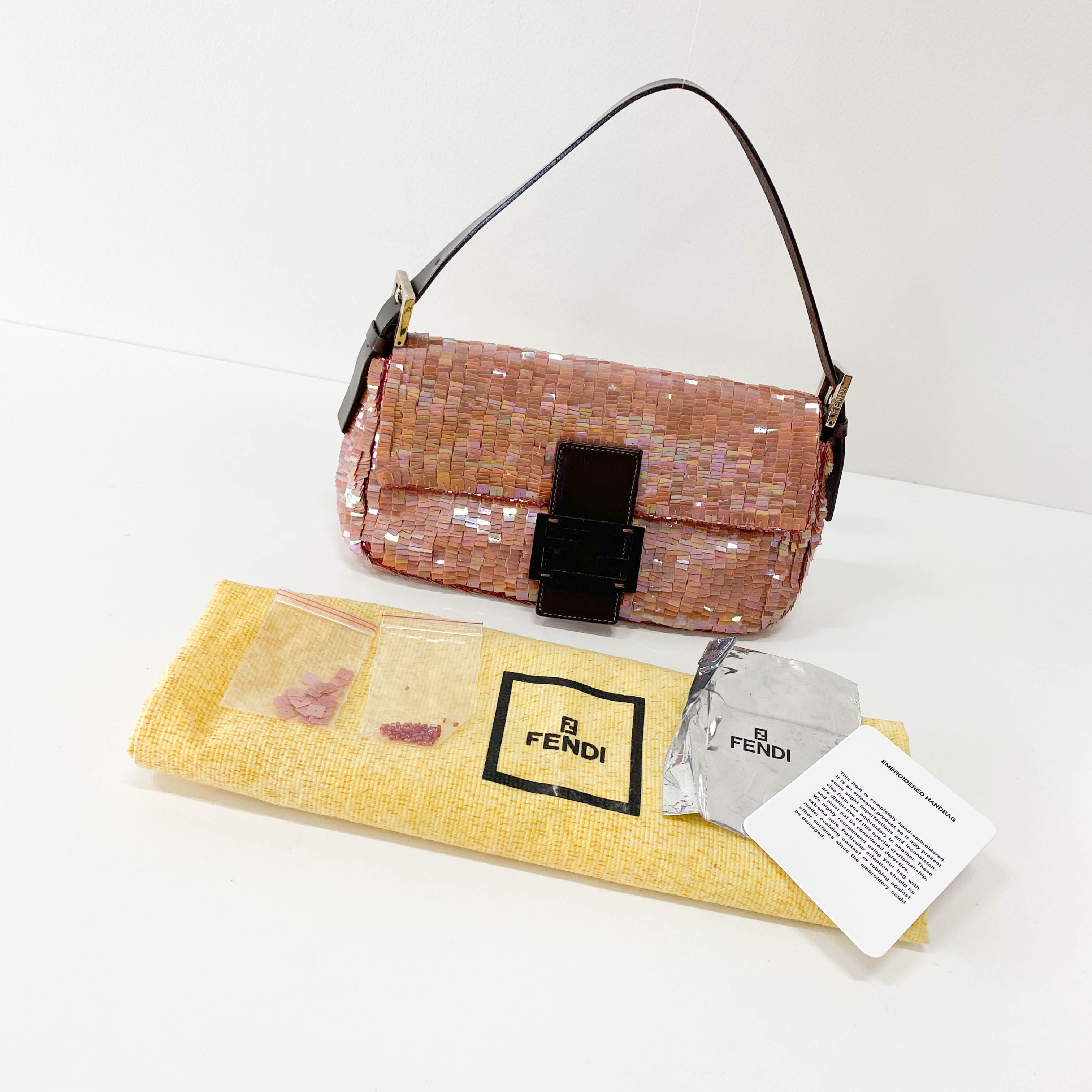 Baguette Pink Sequin Shoulder Bag