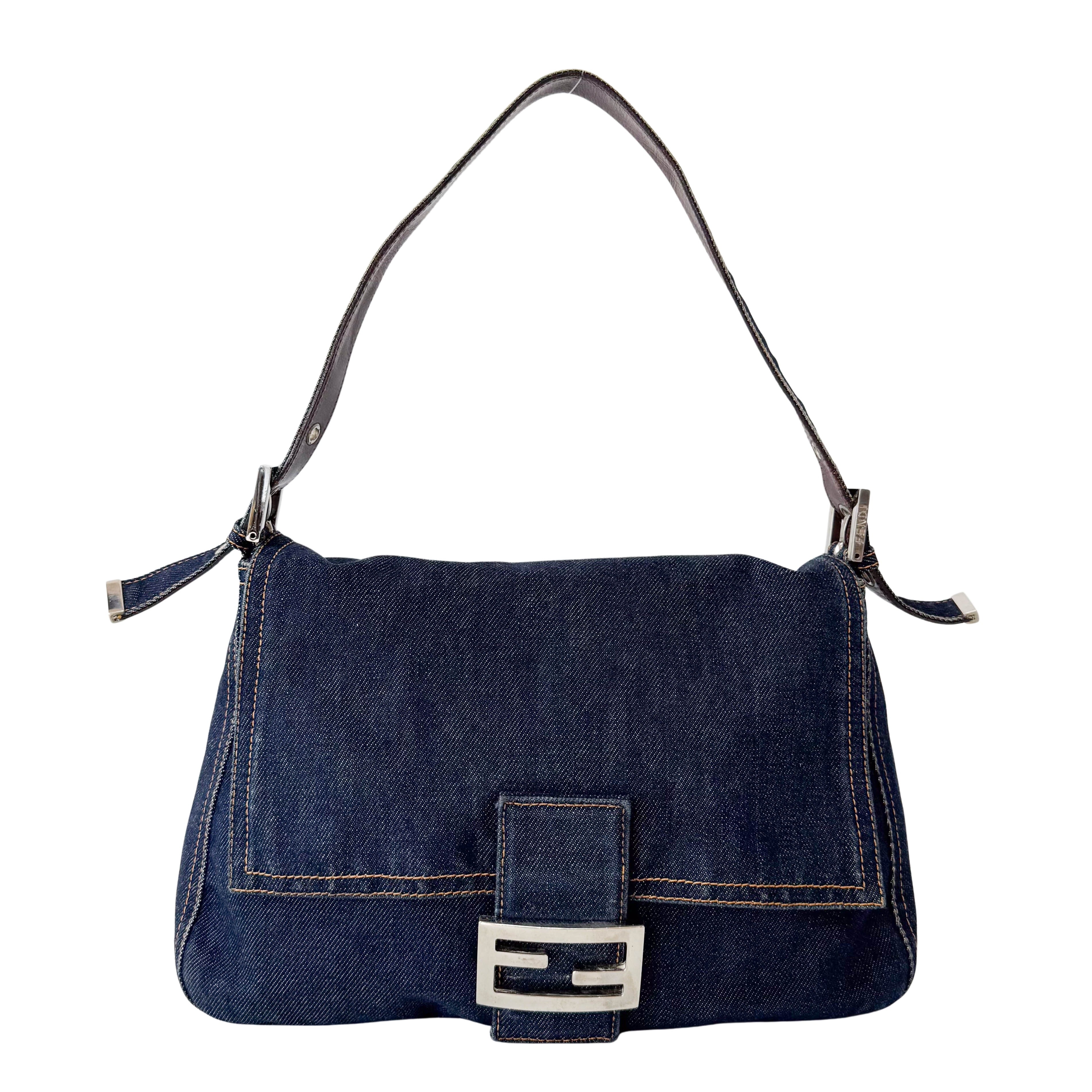 Mamma Baguette Blue Denim Shoulder Bag