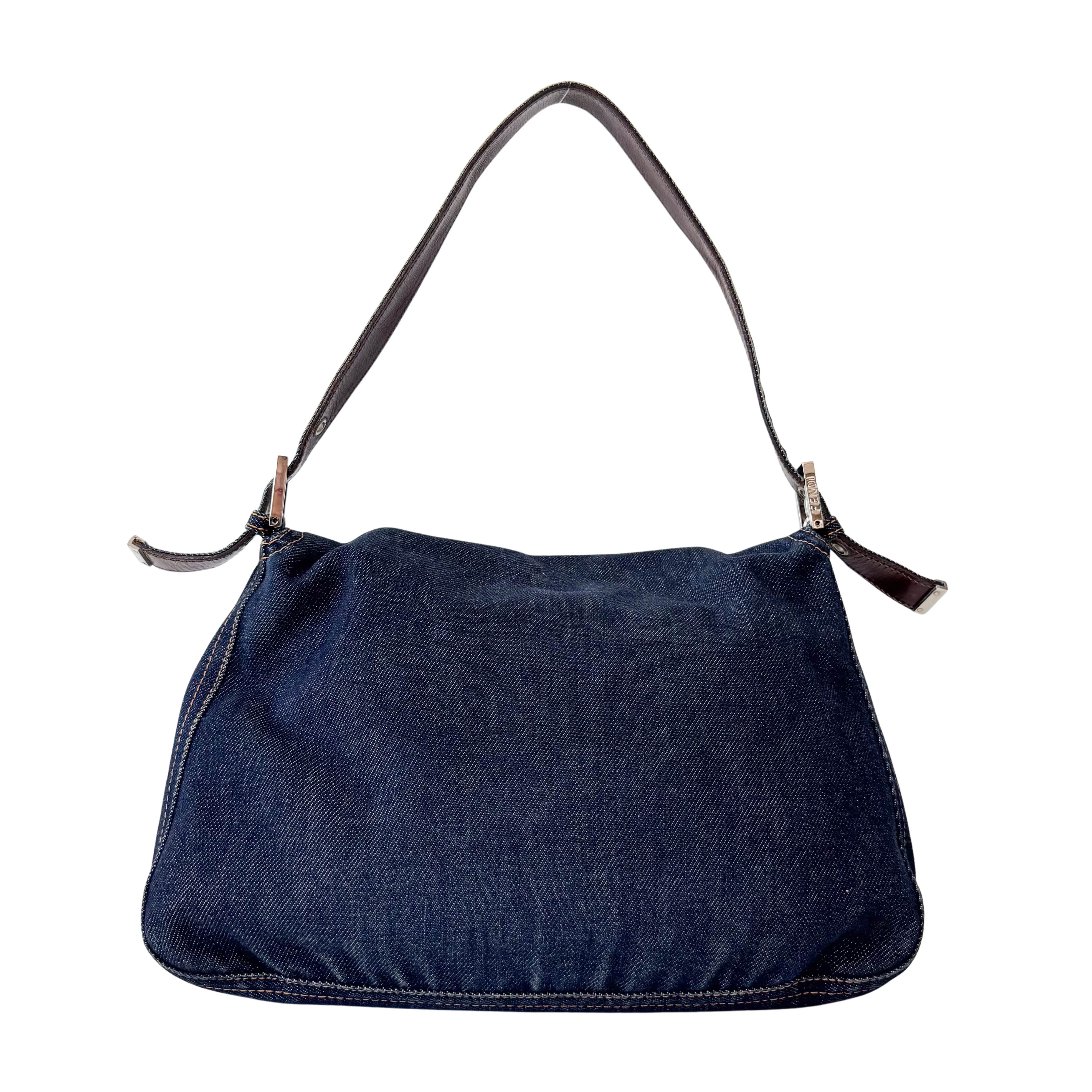 Mamma Baguette Blue Denim Shoulder Bag