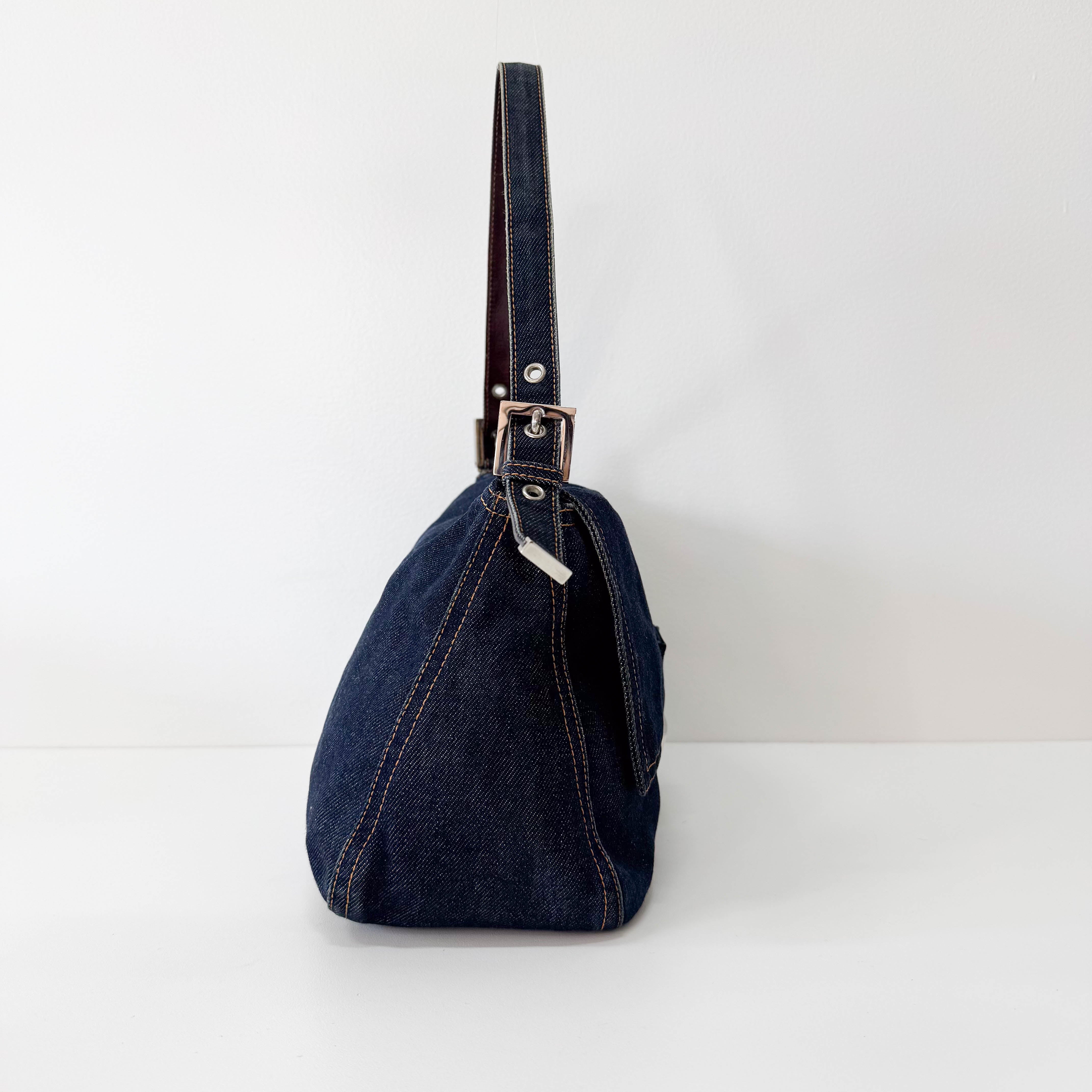 Mamma Baguette Blue Denim Shoulder Bag