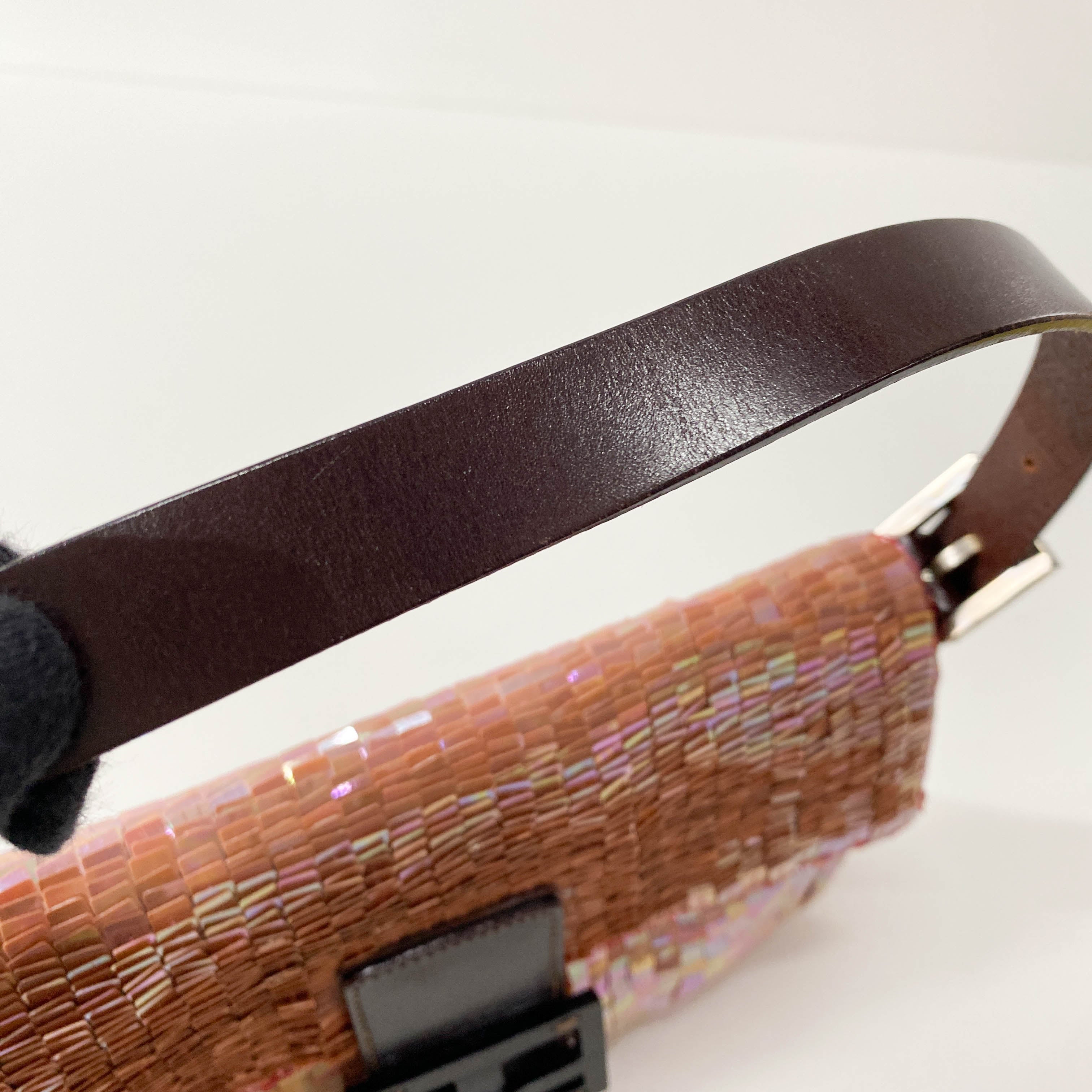 Baguette Pink Sequin Shoulder Bag