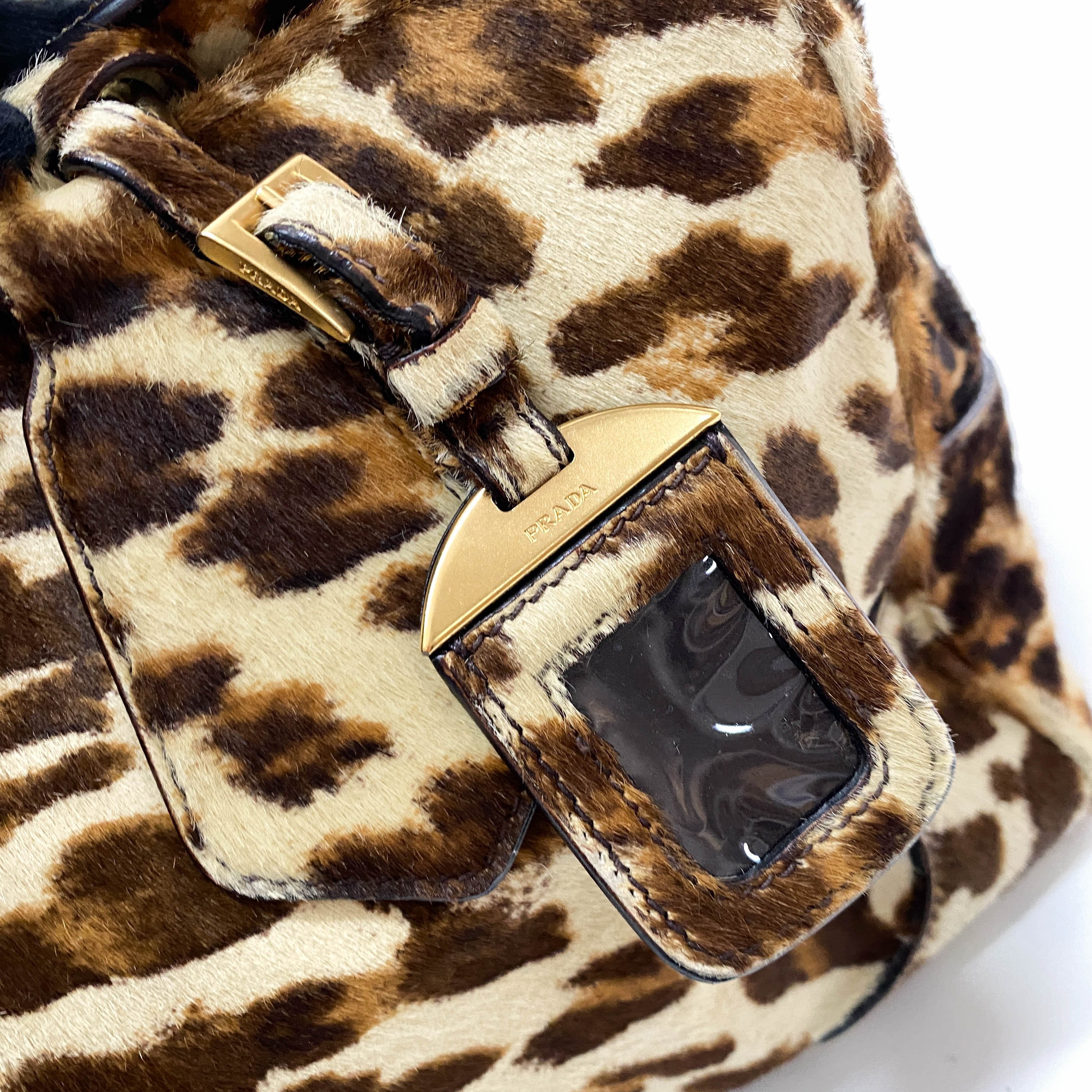 Leopard Pony Hair Top Handle Shoulder Bag