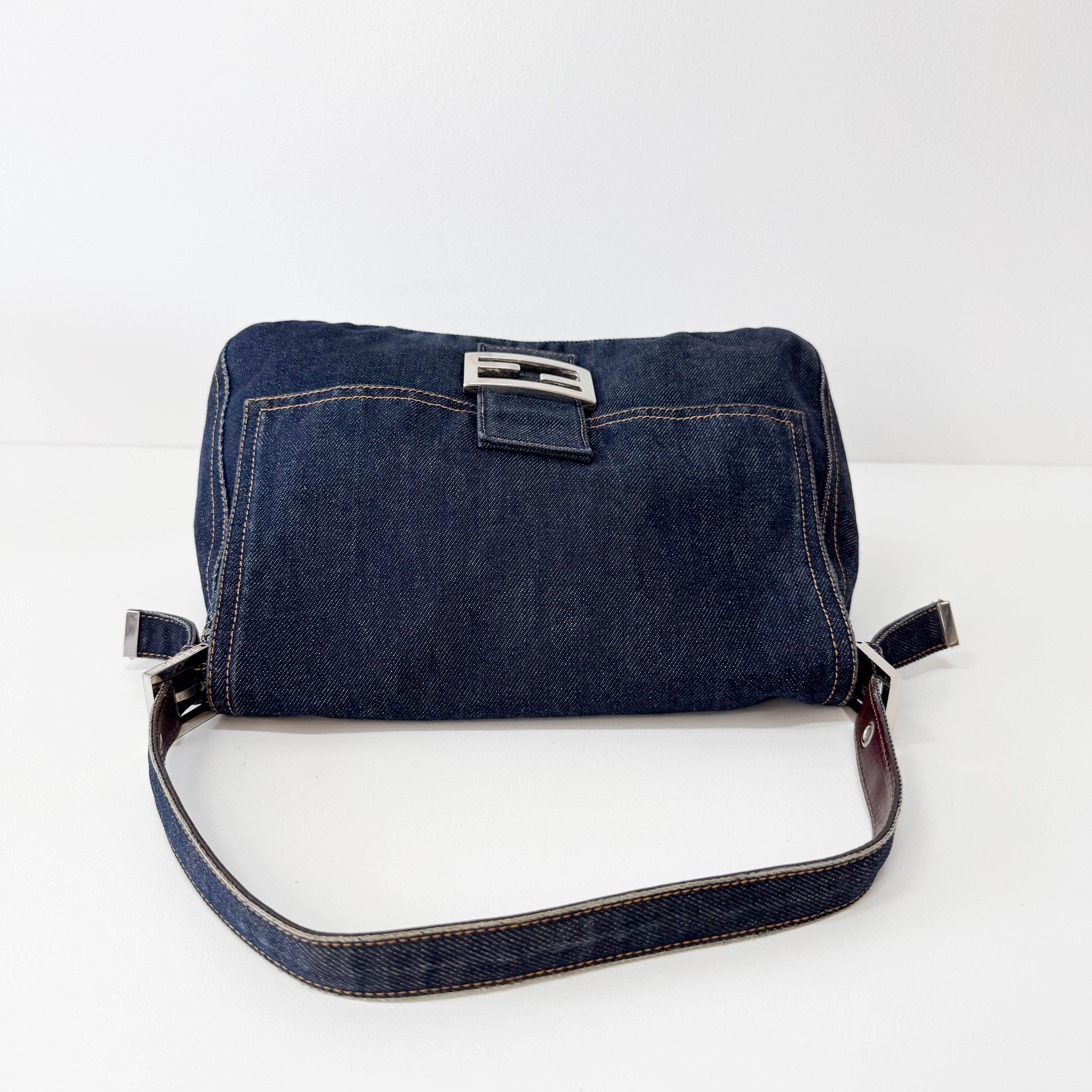 Mamma Baguette Blue Denim Shoulder Bag