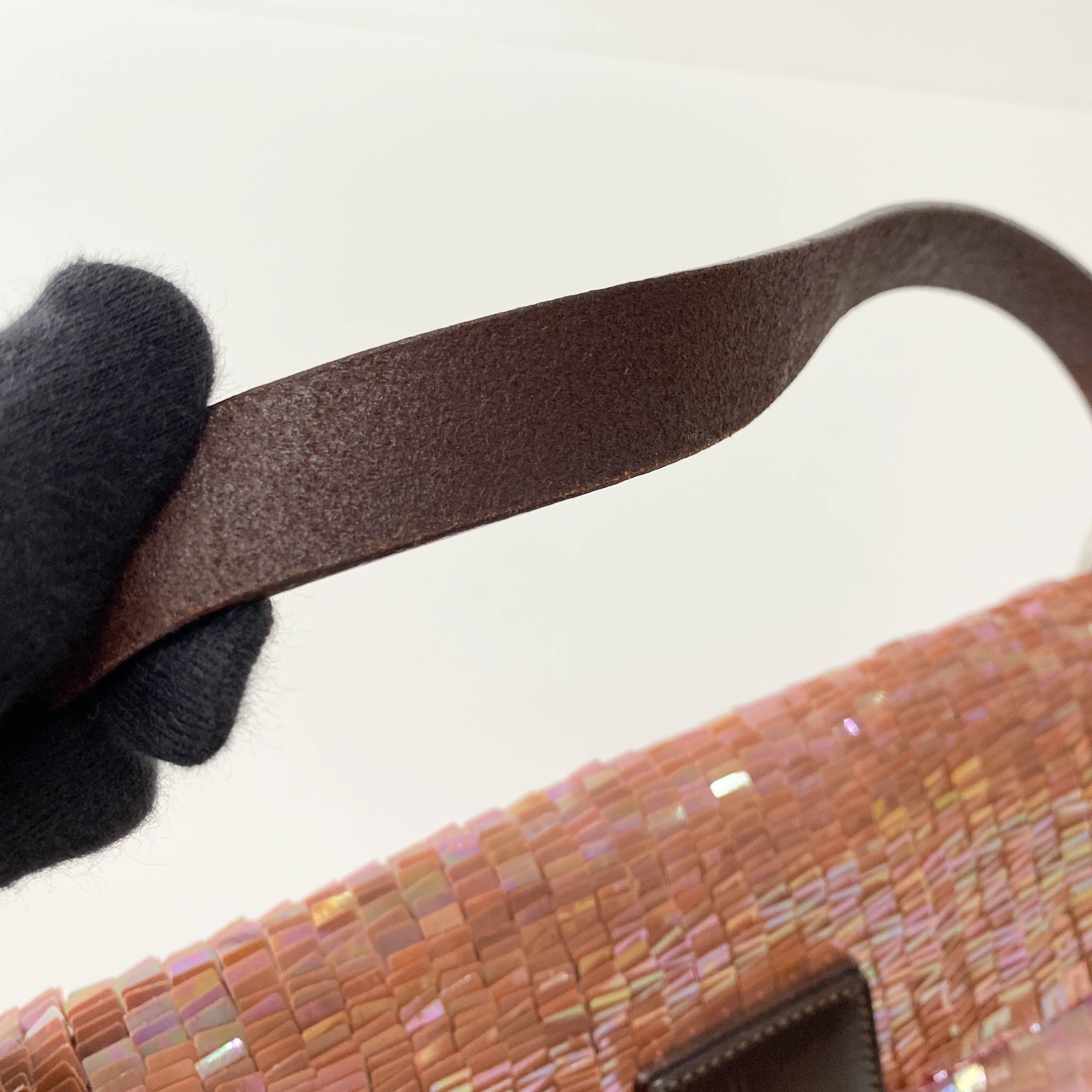 Baguette Pink Sequin Shoulder Bag