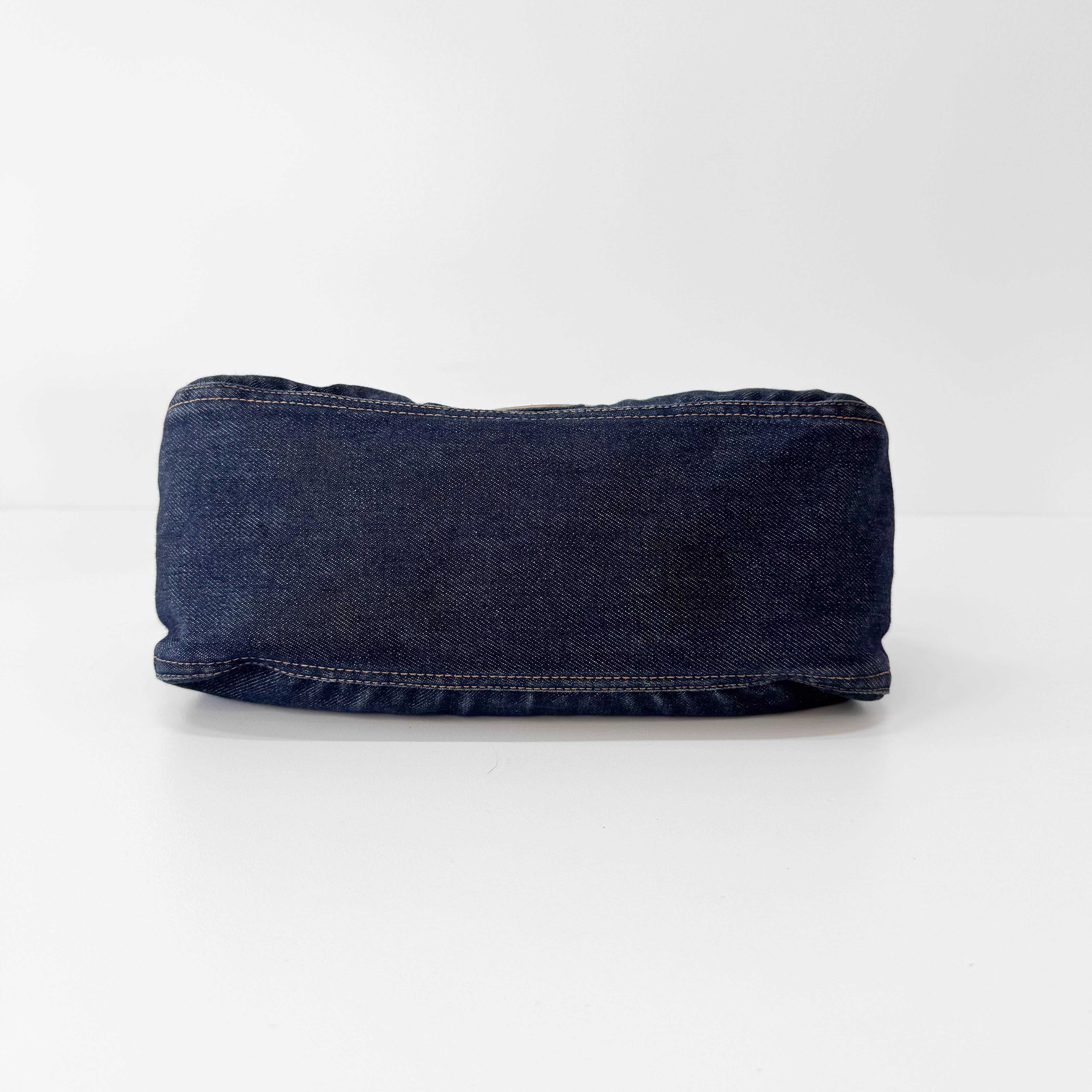 Mamma Baguette Blue Denim Shoulder Bag