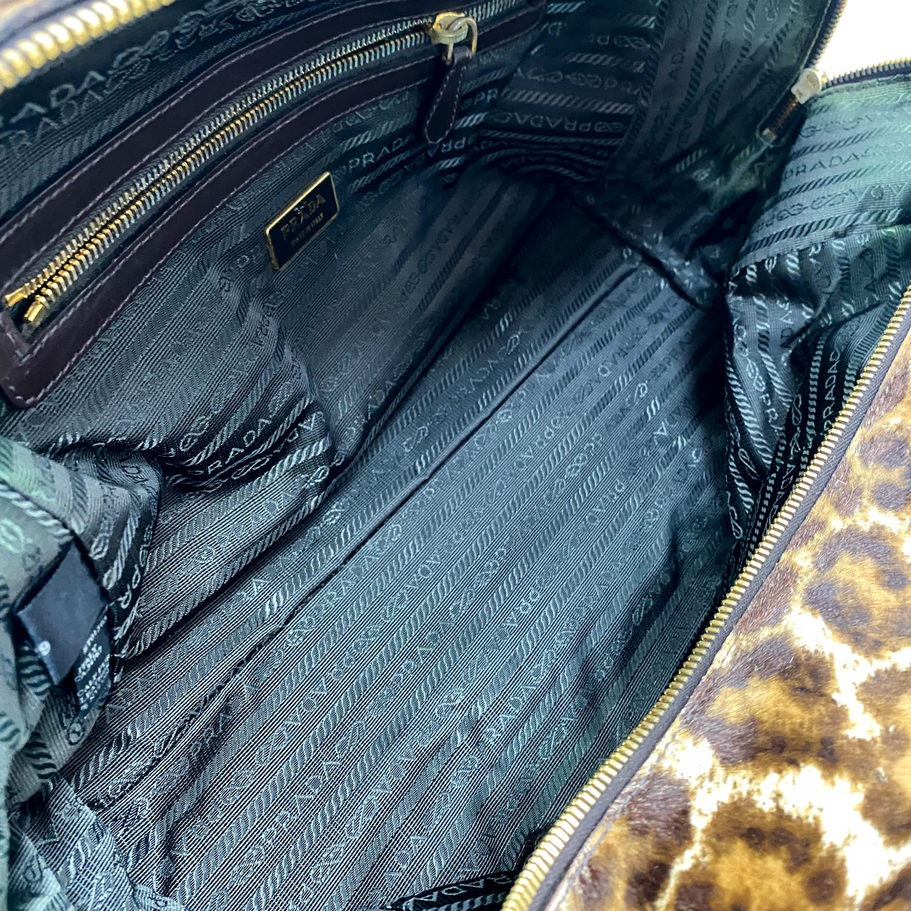 Leopard Pony Hair Top Handle Shoulder Bag