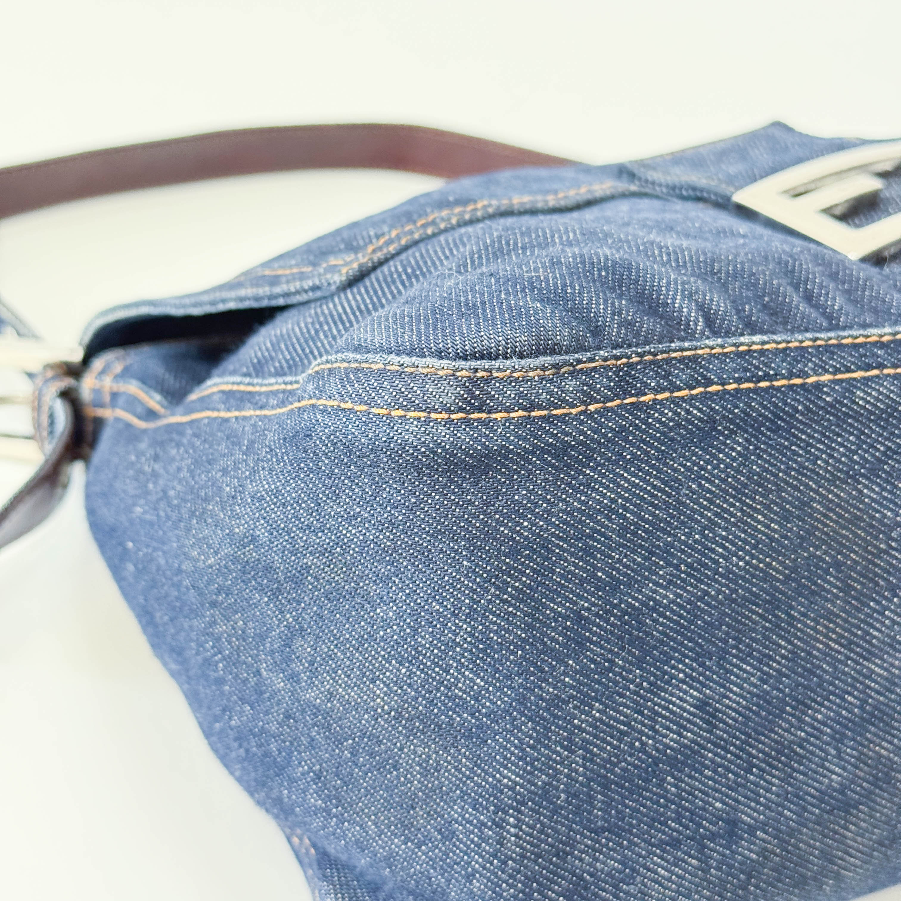Mamma Baguette Blue Denim Shoulder Bag