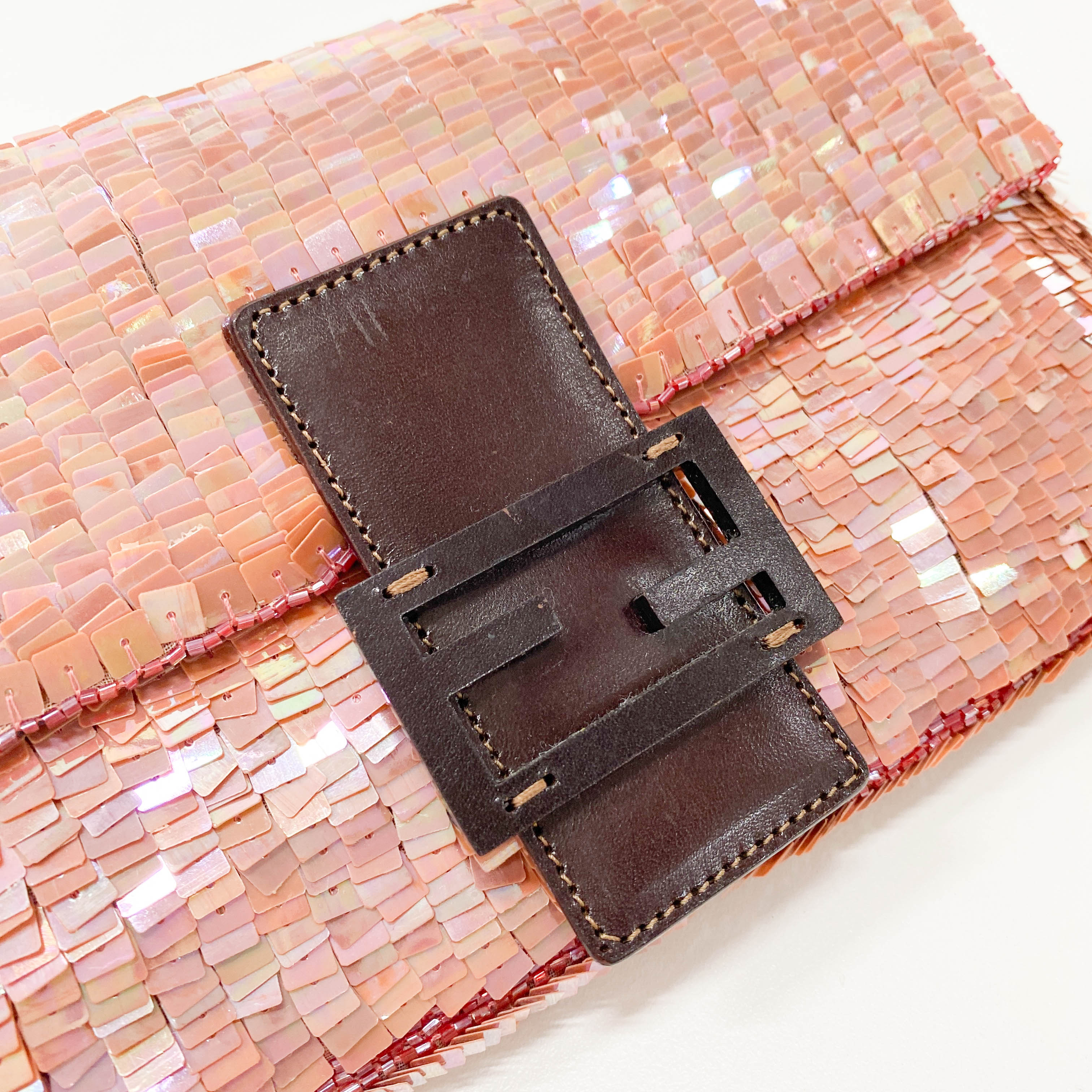 Baguette Pink Sequin Shoulder Bag