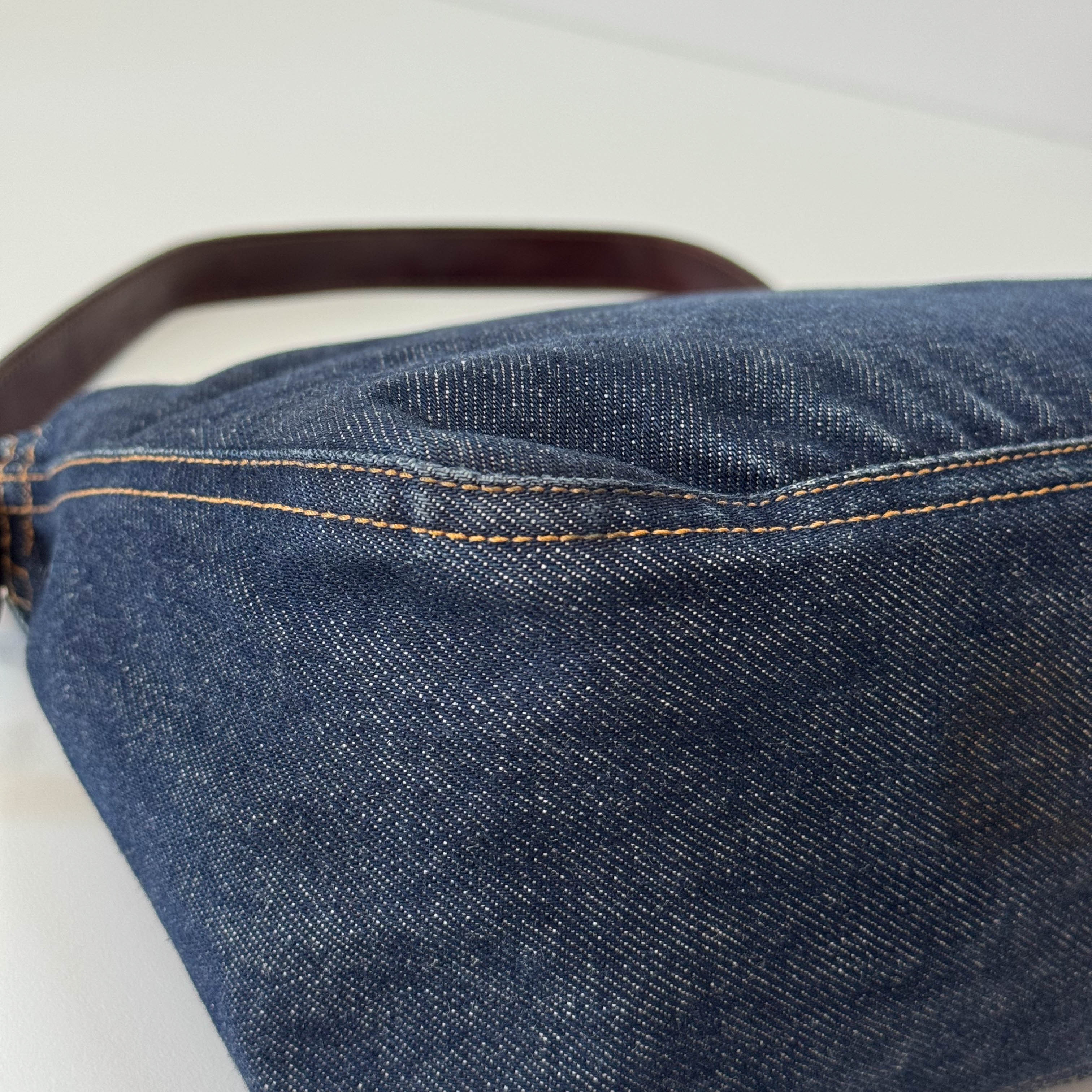 Mamma Baguette Blue Denim Shoulder Bag