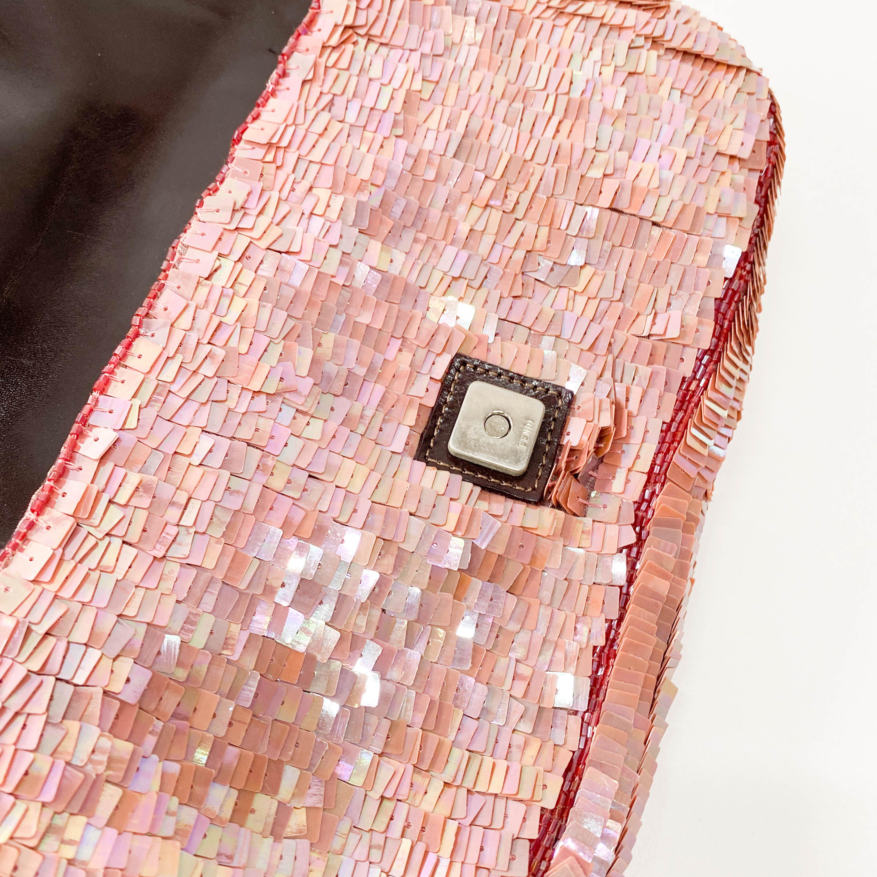 Baguette Pink Sequin Shoulder Bag