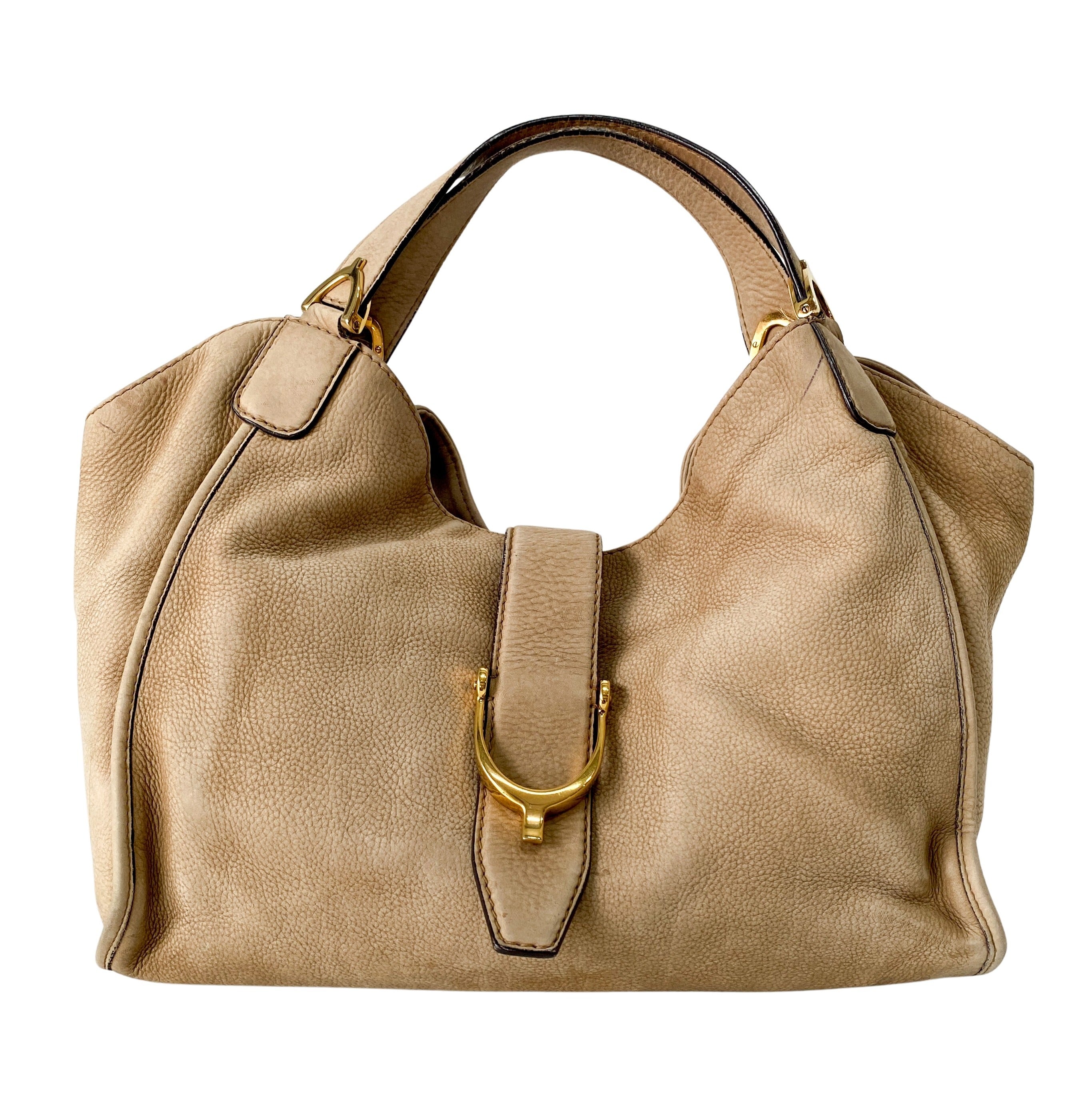 Stirrup Brown Nubuck Leather Shoulder Bag