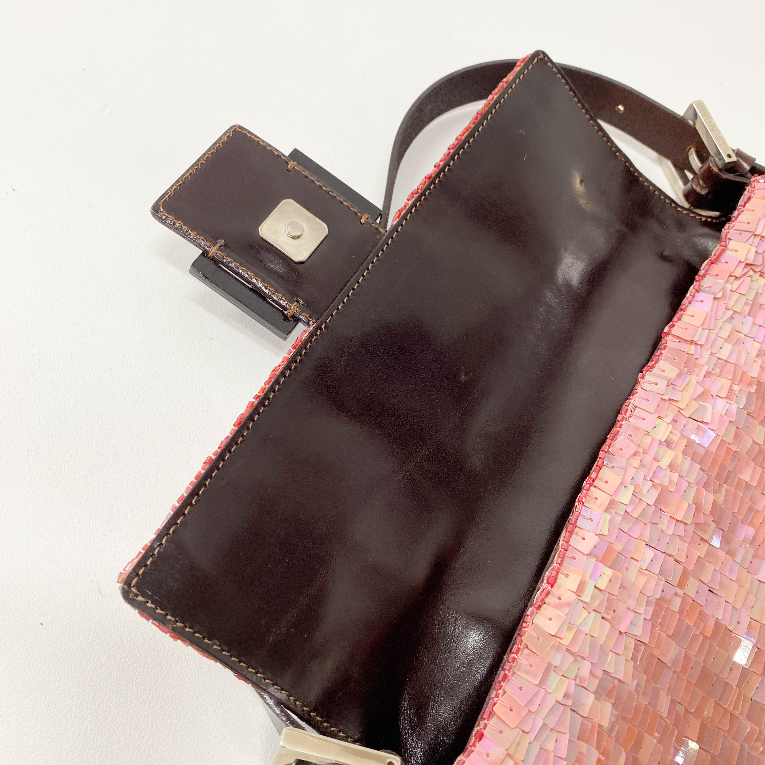 Baguette Pink Sequin Shoulder Bag