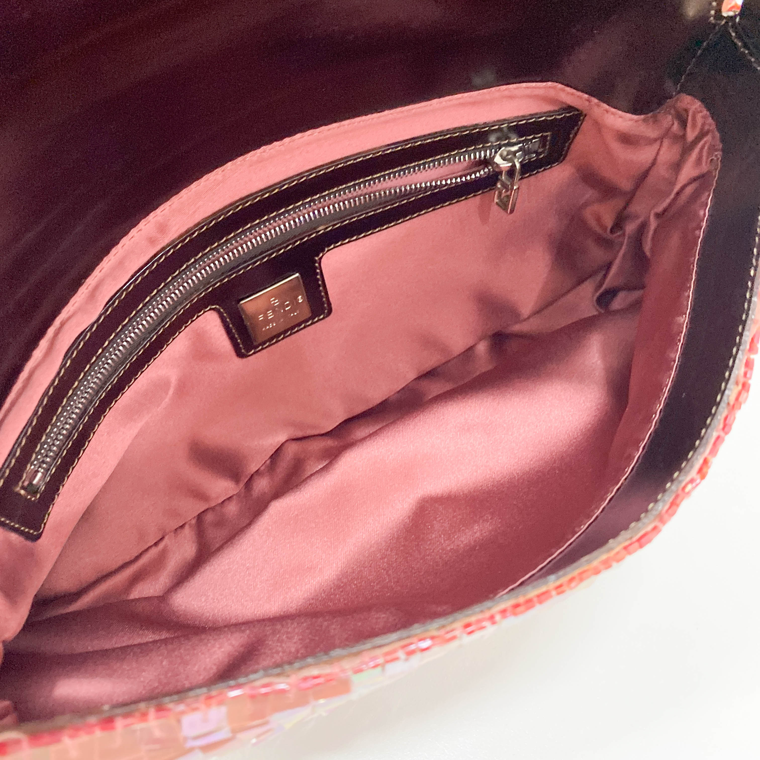 Baguette Pink Sequin Shoulder Bag