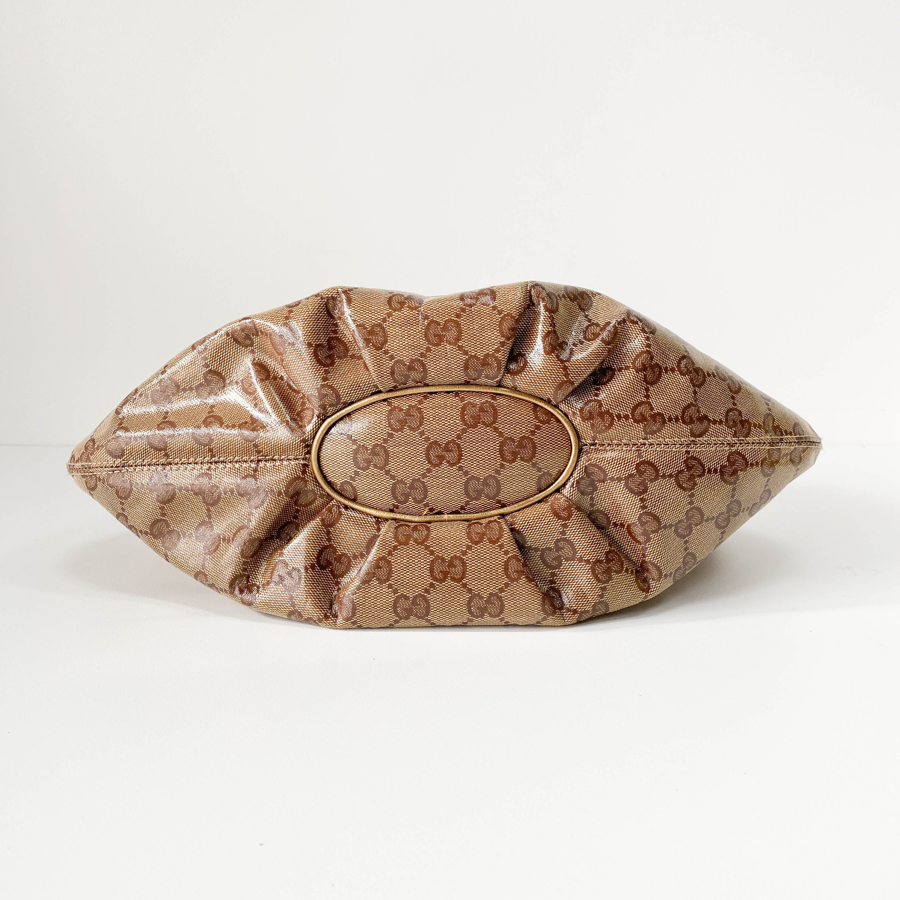 GG Yellow Coated Canvas Golden Emblem Shoulder Bag