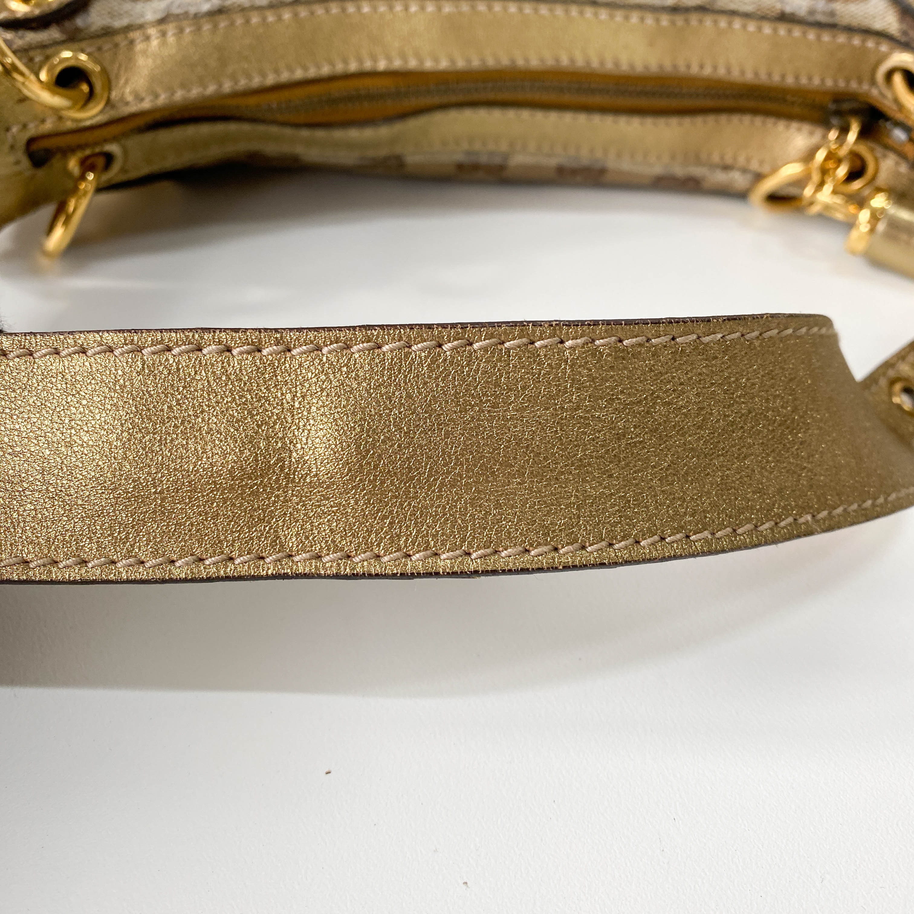 GG Yellow Coated Canvas Golden Emblem Shoulder Bag