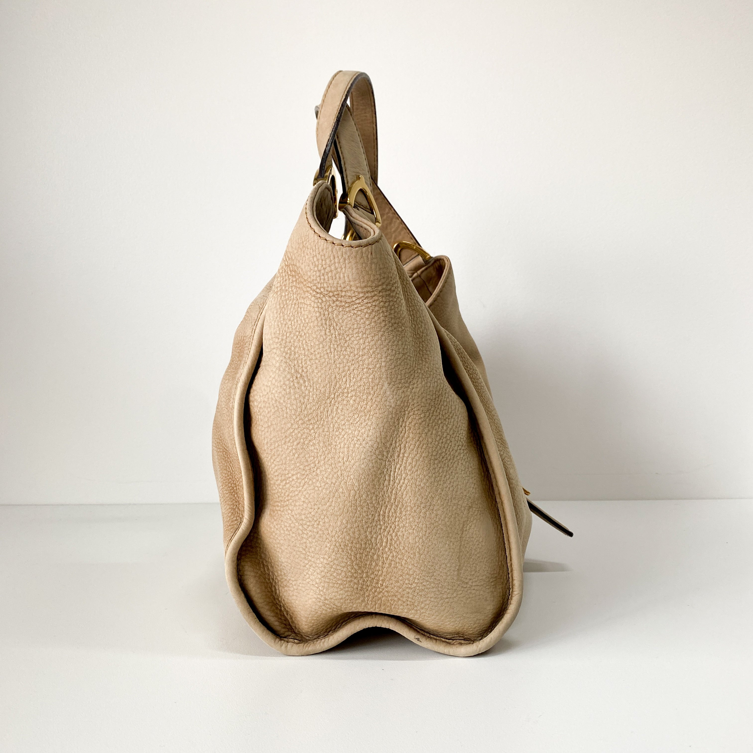 Stirrup Brown Nubuck Leather Shoulder Bag
