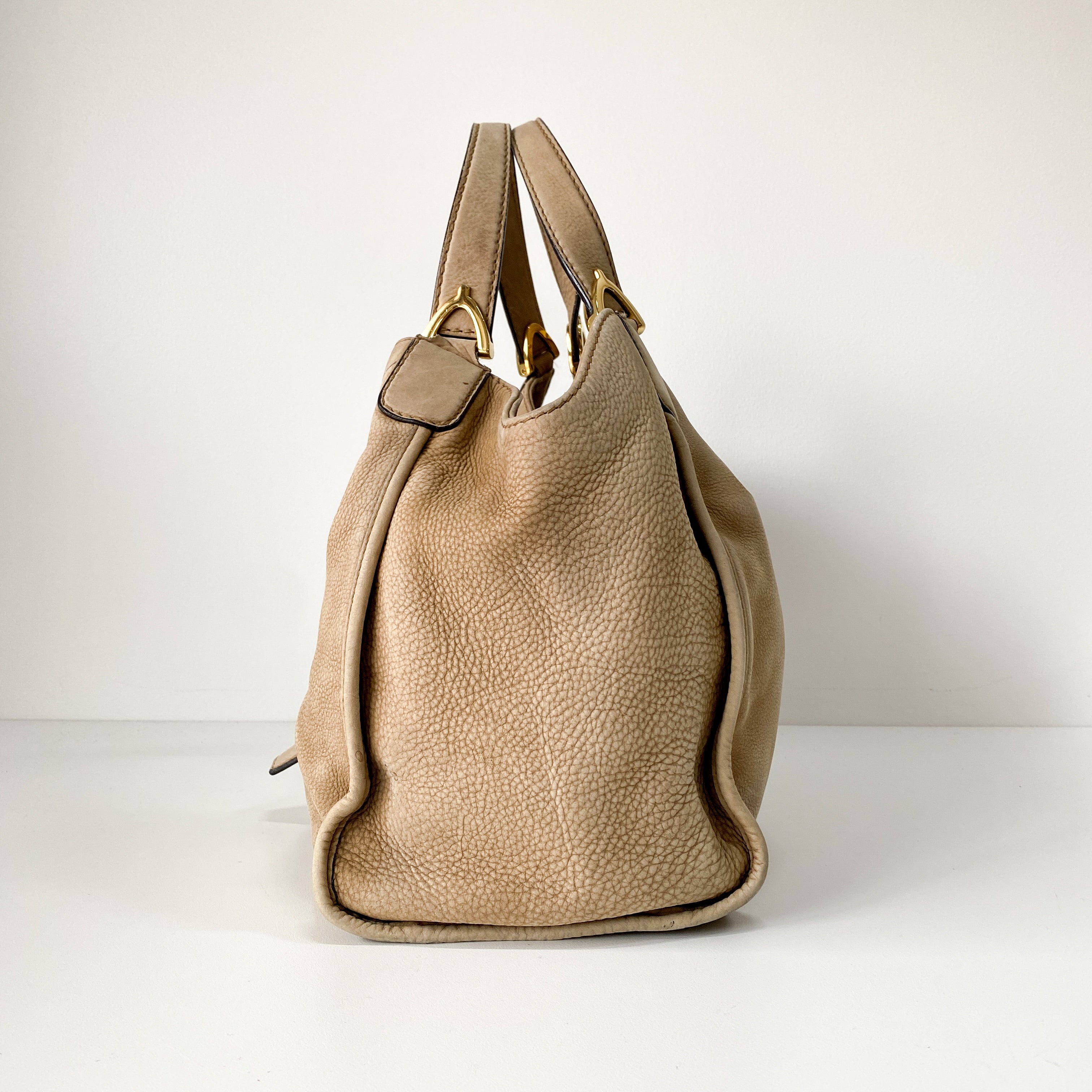 Stirrup Brown Nubuck Leather Shoulder Bag