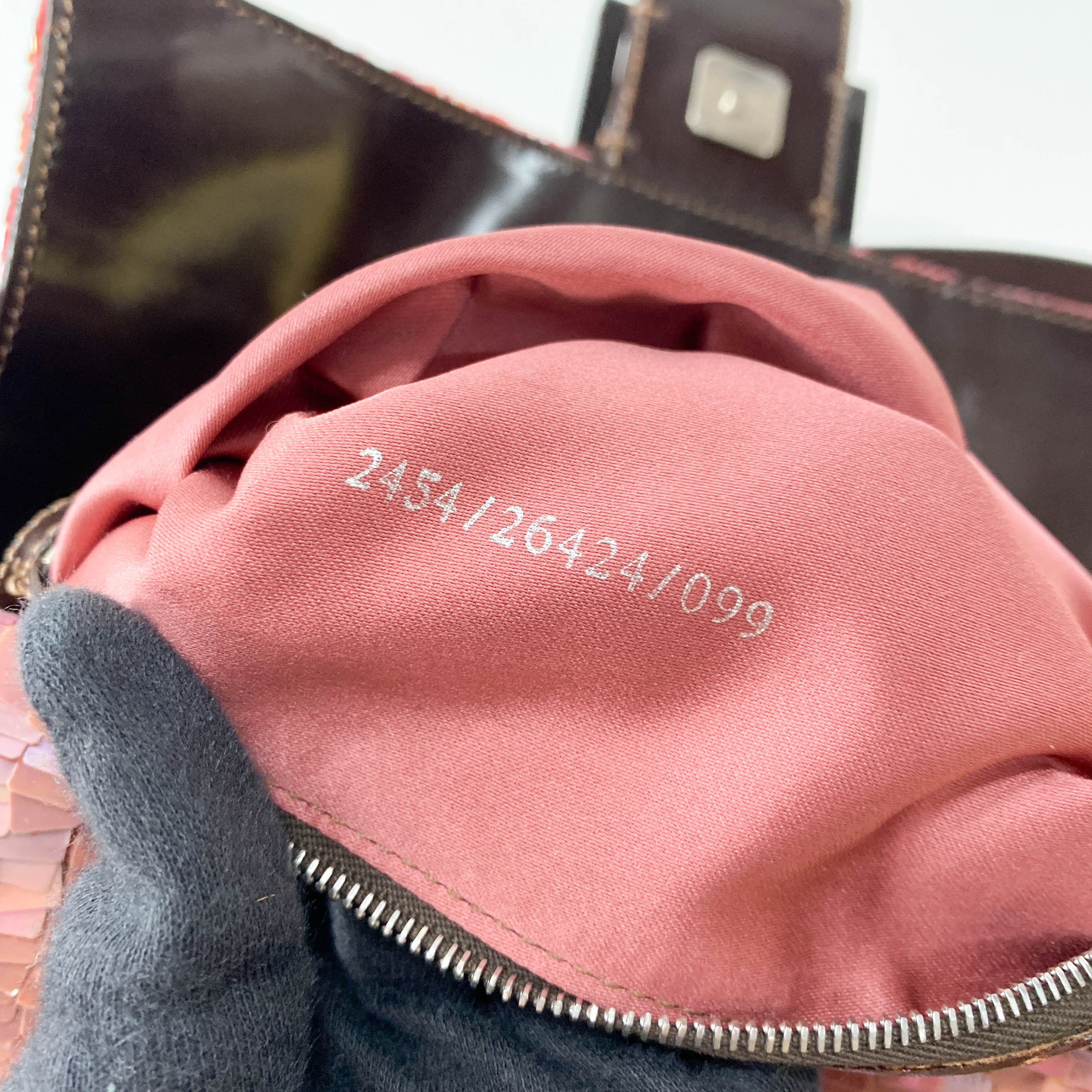 Baguette Pink Sequin Shoulder Bag