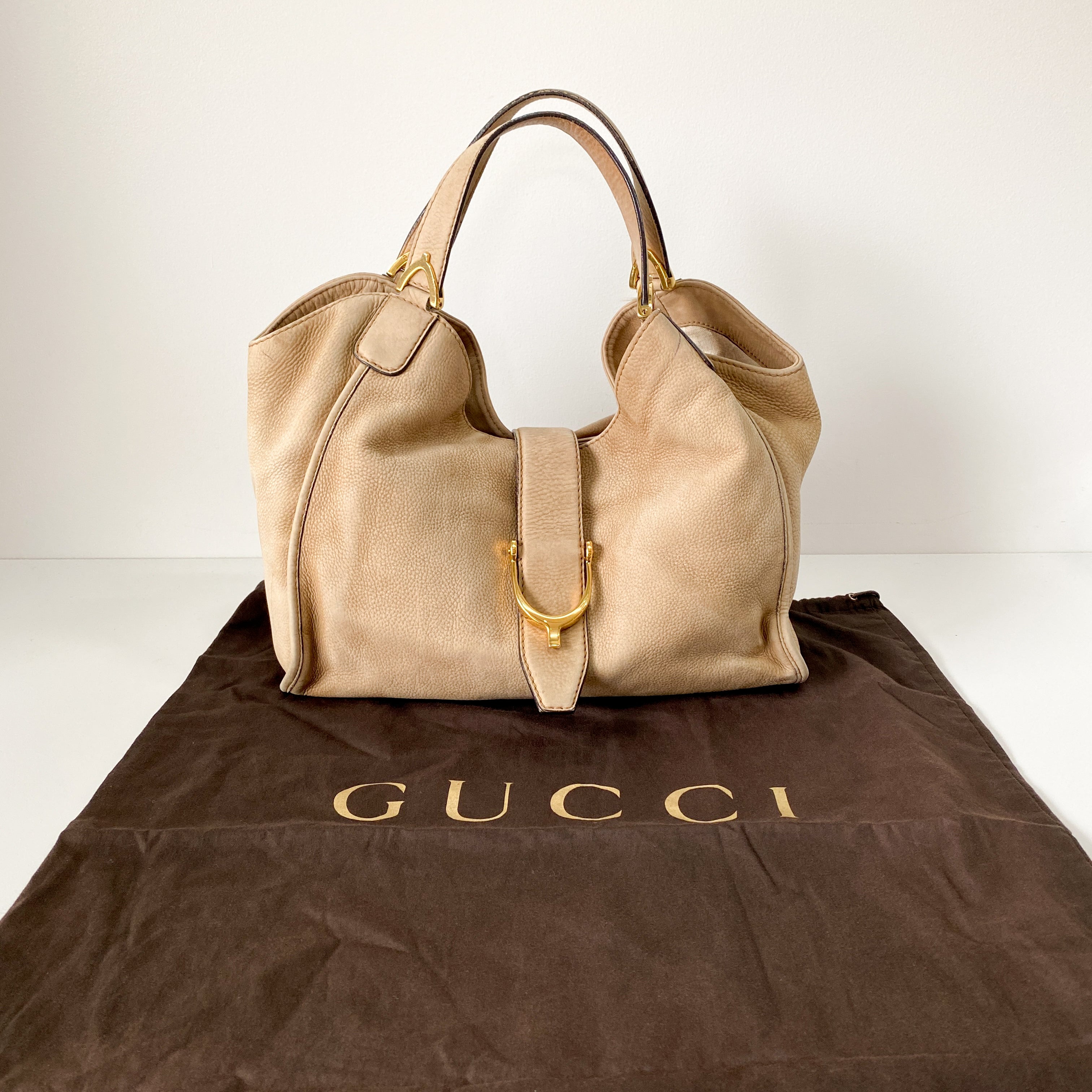 Stirrup Brown Nubuck Leather Shoulder Bag