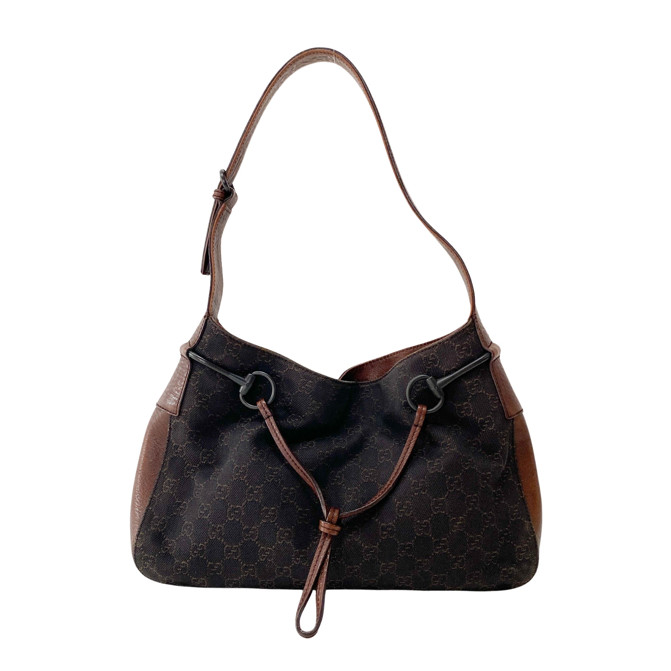 Horsebit Hobo GG Cotton Canvas Shoulder Bag