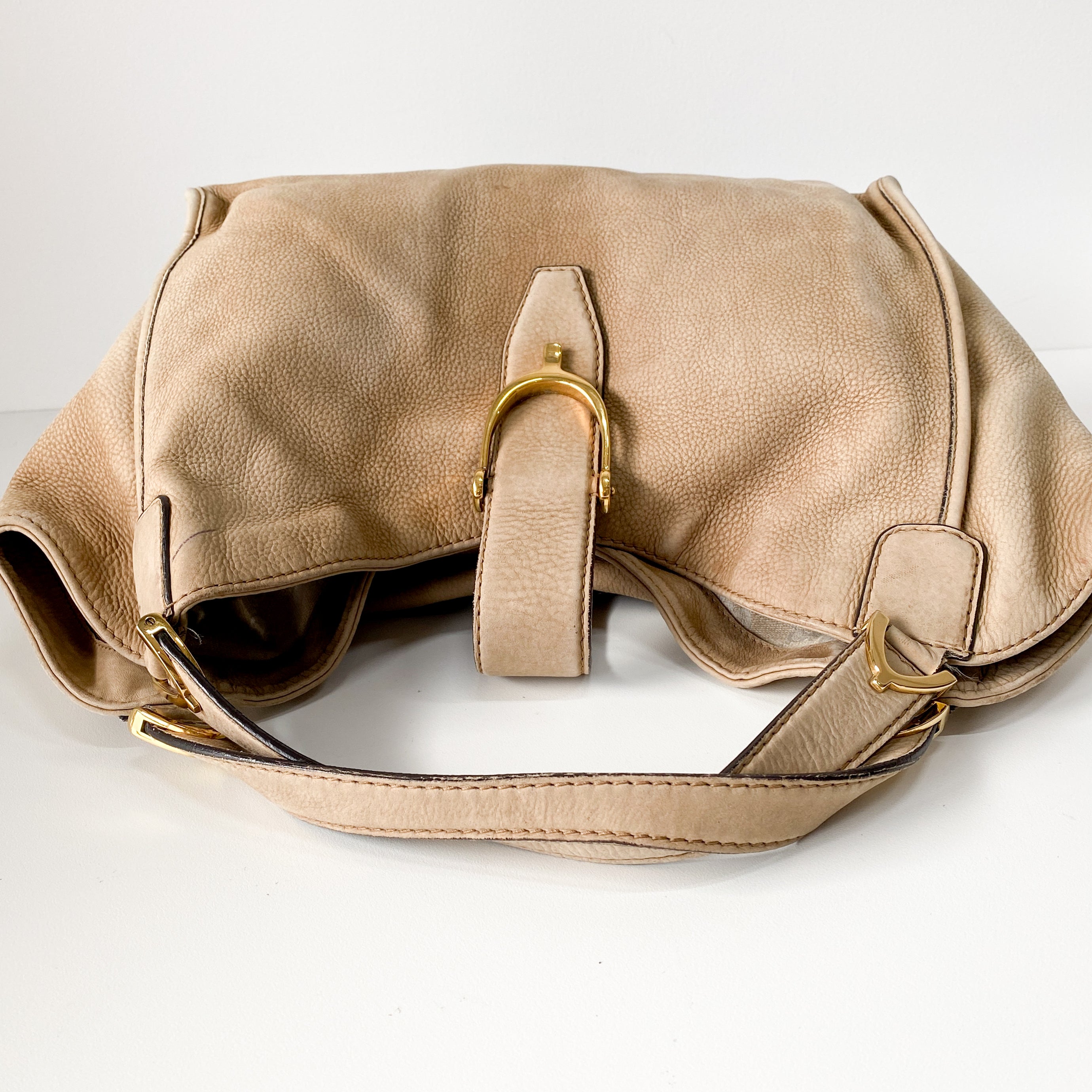 Stirrup Brown Nubuck Leather Shoulder Bag
