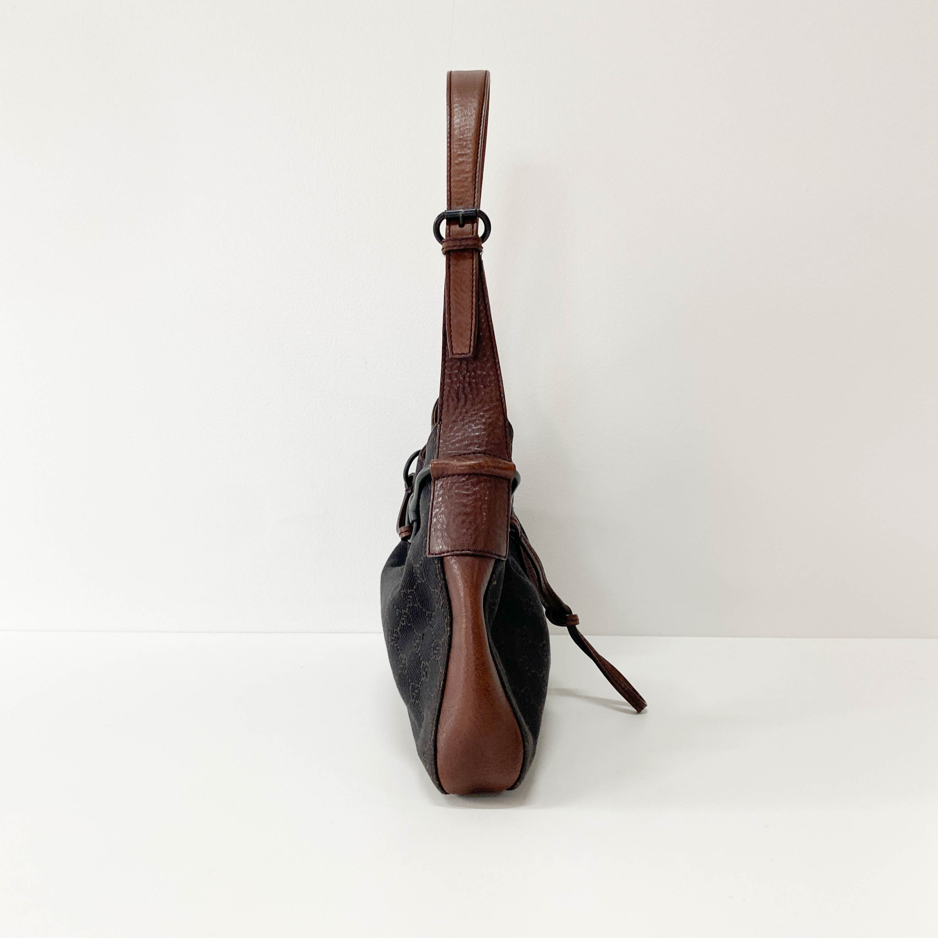 Horsebit Hobo GG Cotton Canvas Shoulder Bag