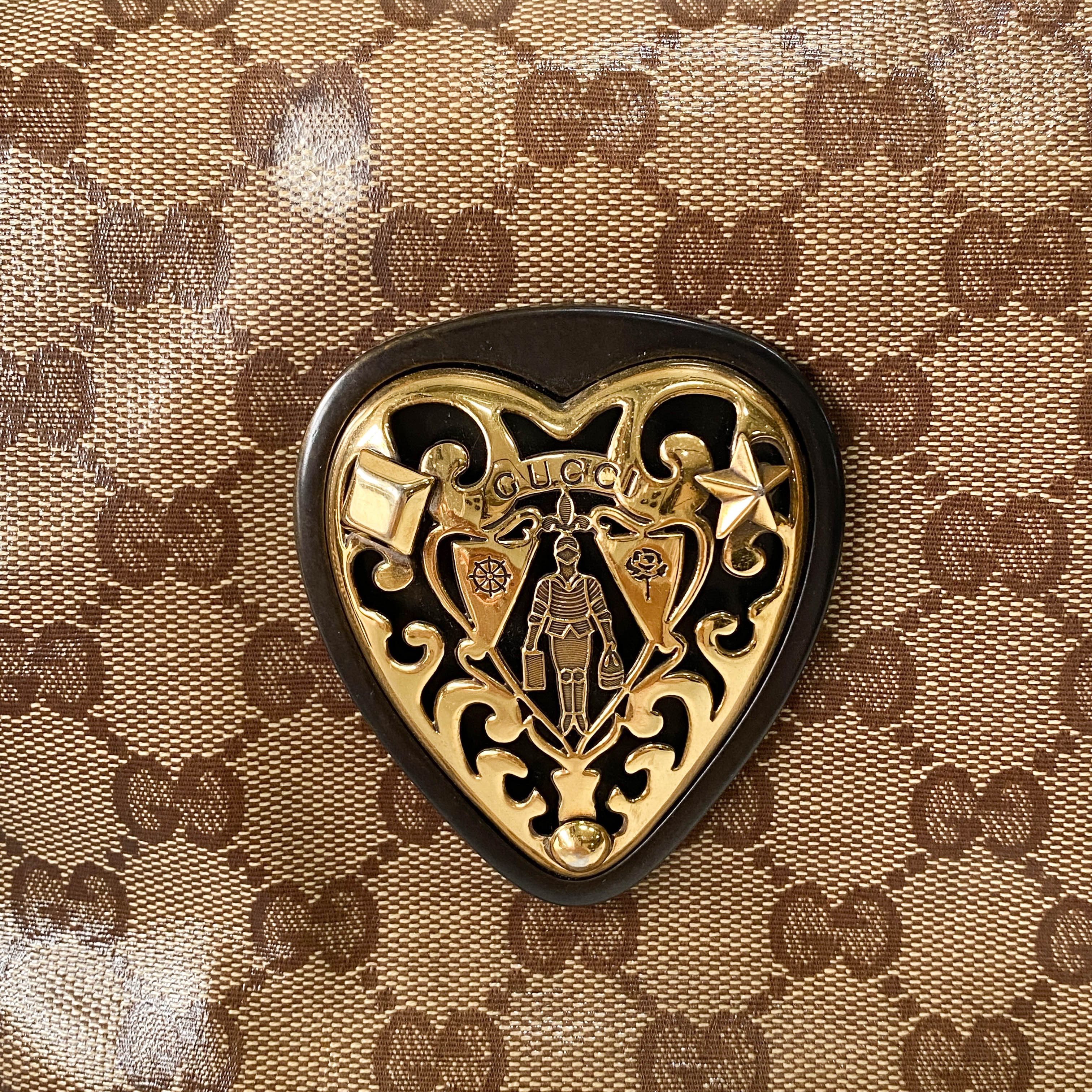 GG Yellow Coated Canvas Golden Emblem Shoulder Bag